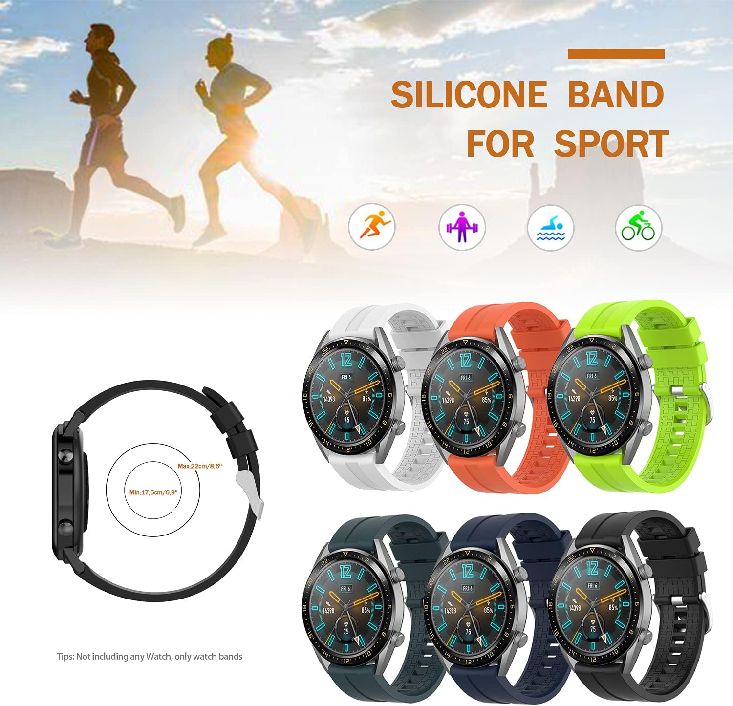 Thumbnail 1 de Silikon-Armband (22 mm) kompatibel mit Huawei/Honor Uhrmodellen – robust, wasserdicht & einfach zu wechseln