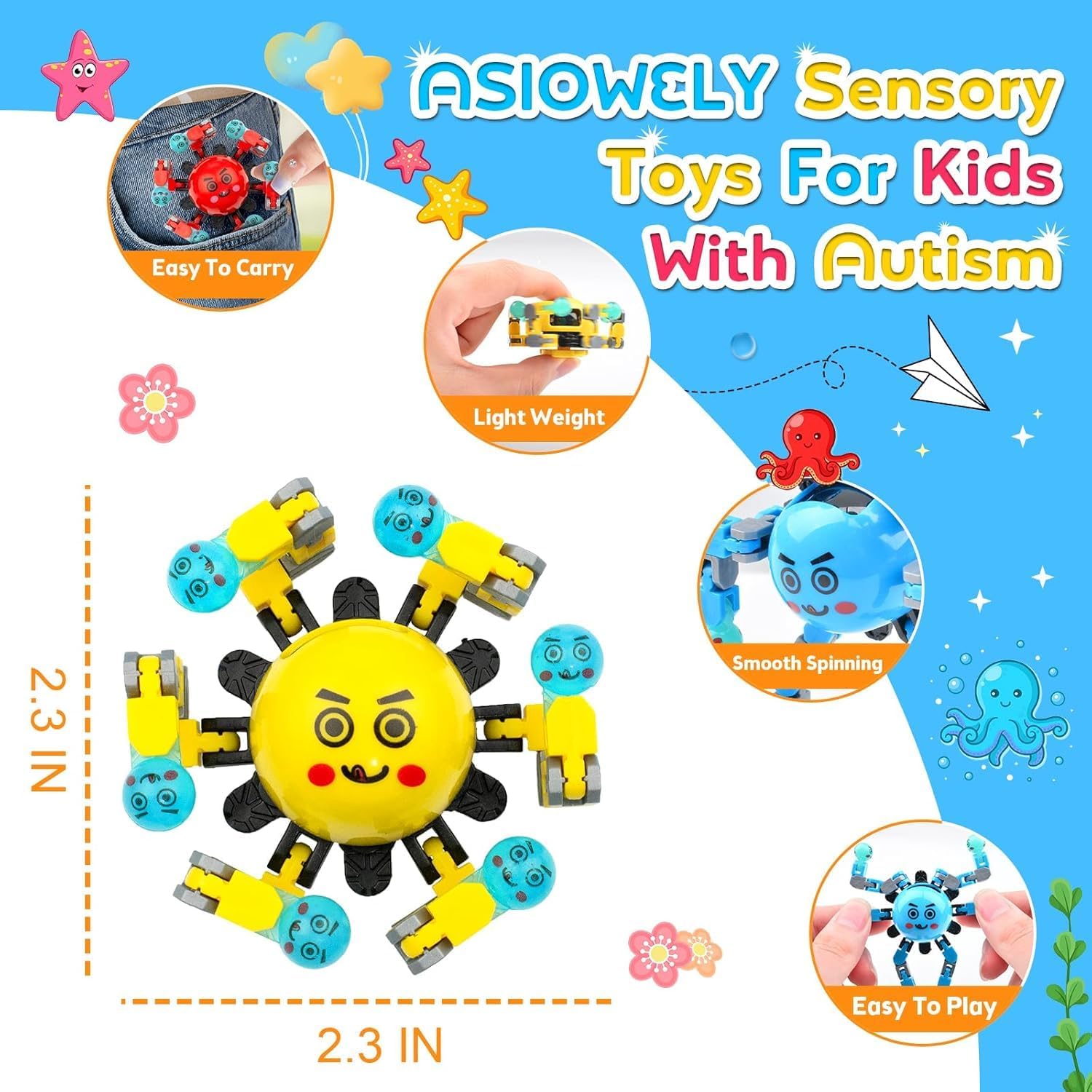 Thumbnail 2 de ASIOWELY Transformable Fidget Spinner 3-Piece Set