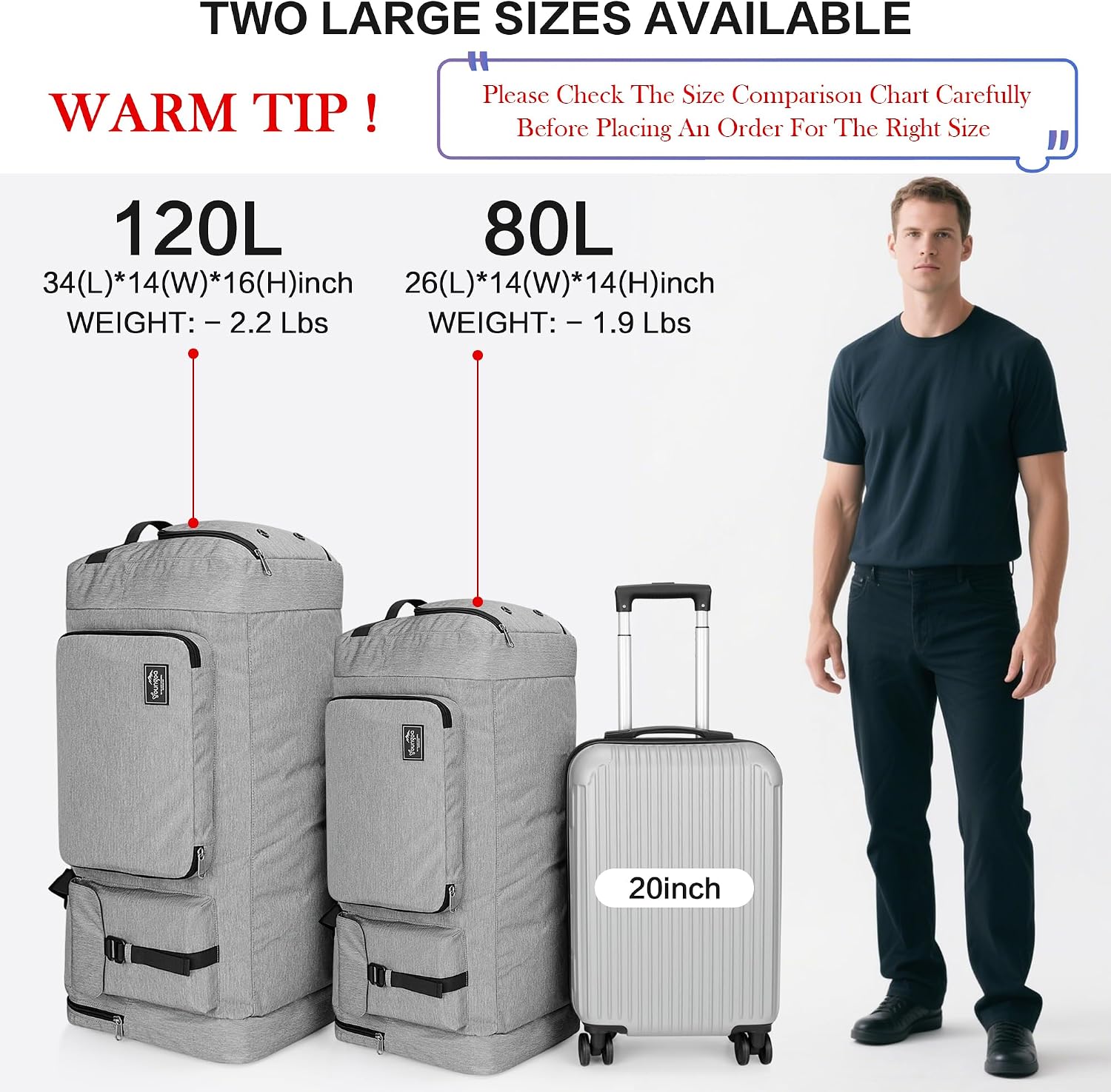 Detalle 2 de YOUNGOA Bolsa de Viaje Plegable 120L Impermeable para Hombre y Mujer