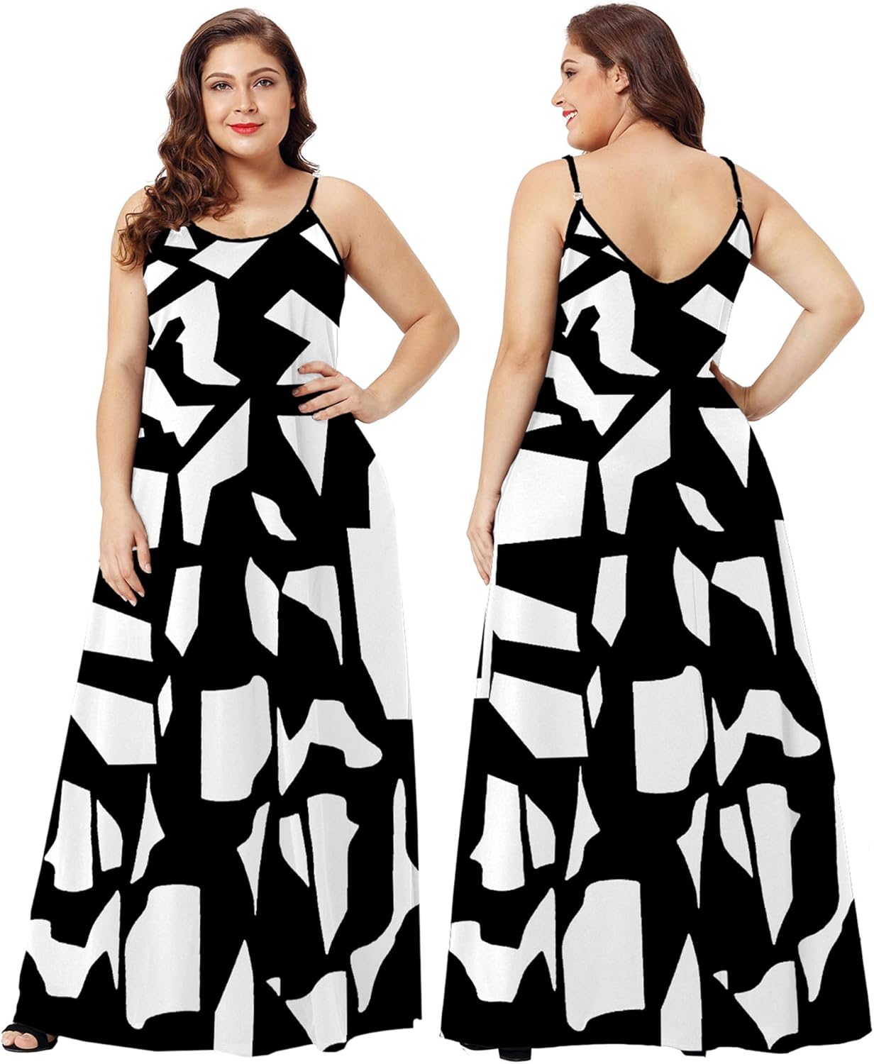 Detalle de Wolddress Women's Maxi Dress with Pockets (2026) – Adjustable Straps, Floor-Length, Plus Size