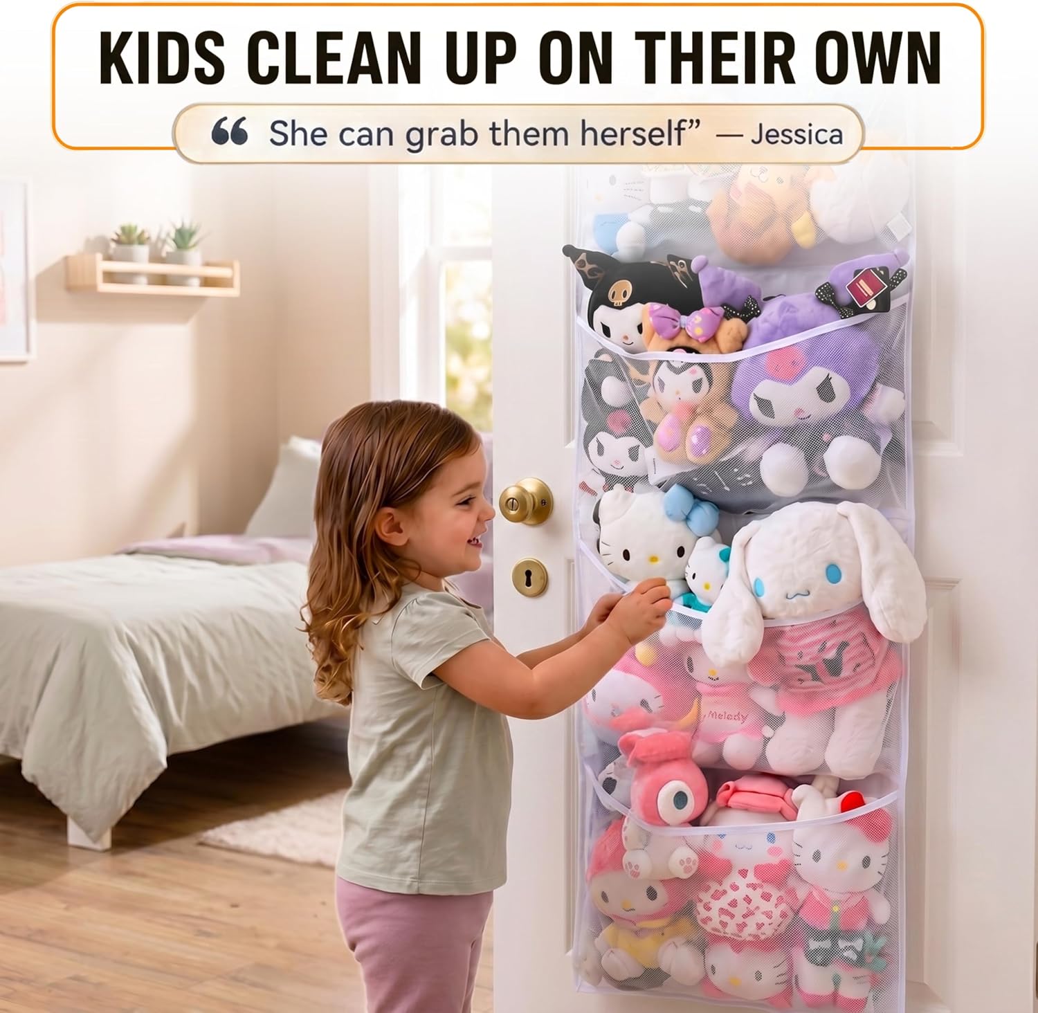 Detalle de Honeyera The Original Stuffed Animal Organizer with Four Mesh Pockets