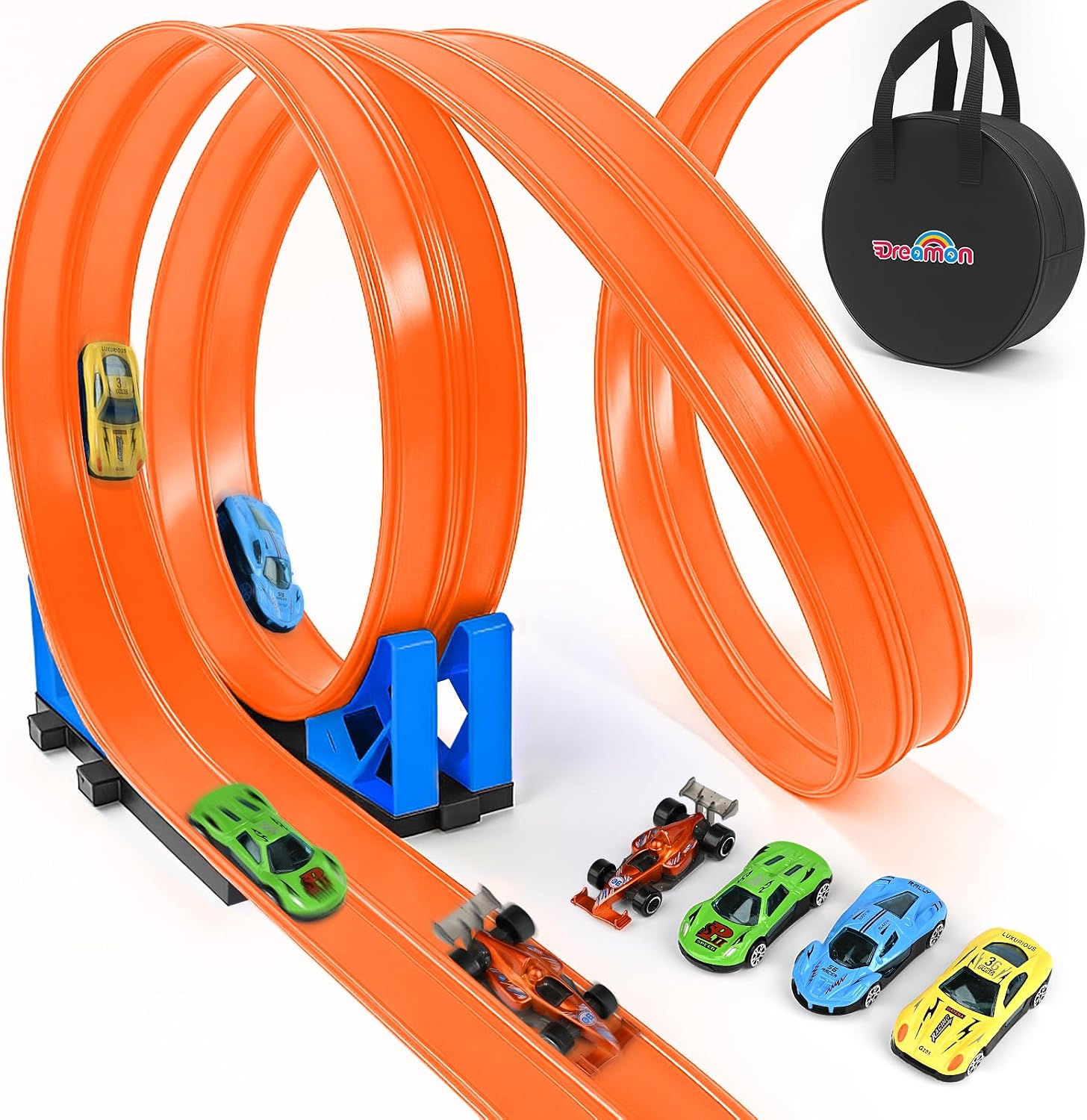 Detalle de Dreamon 088-11-6m-orange flexibele autoracebaan van 6 meter met 4 auto's