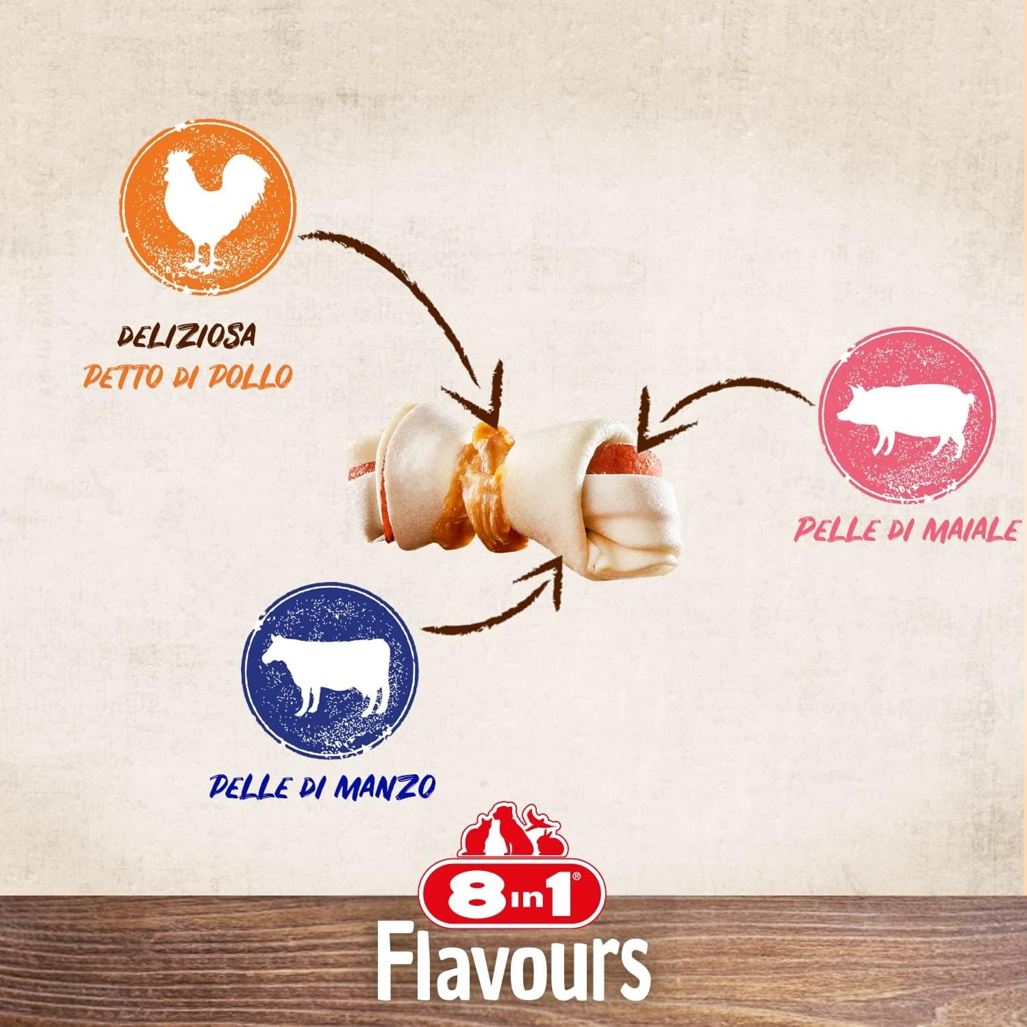 Thumbnail 2 de 8in1 Triple Flavour Bones XS - Deliziose ossa per cani di taglia toy