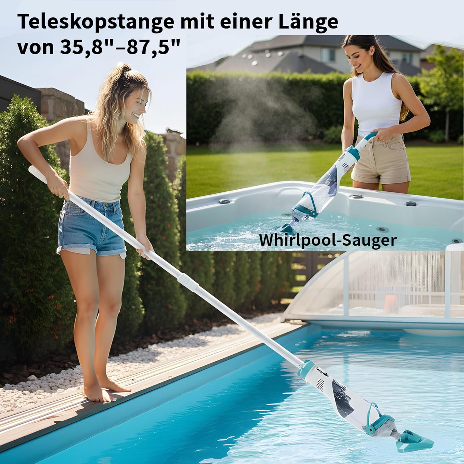 Thumbnail 2 de FOTING Poolsauger Akku – kabelloser Bodensauger mit 4200 L/H, 60 Minuten Laufzeit