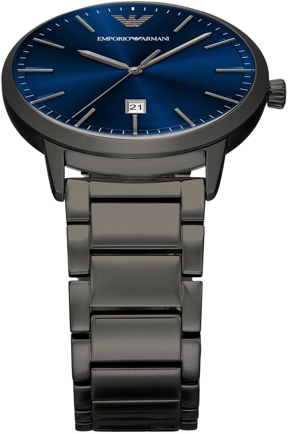 Detalle de Emporio Armani Herrenuhr mit drei Zeigern – Gehäuse 43 mm, Gunmetal Edelstahl
