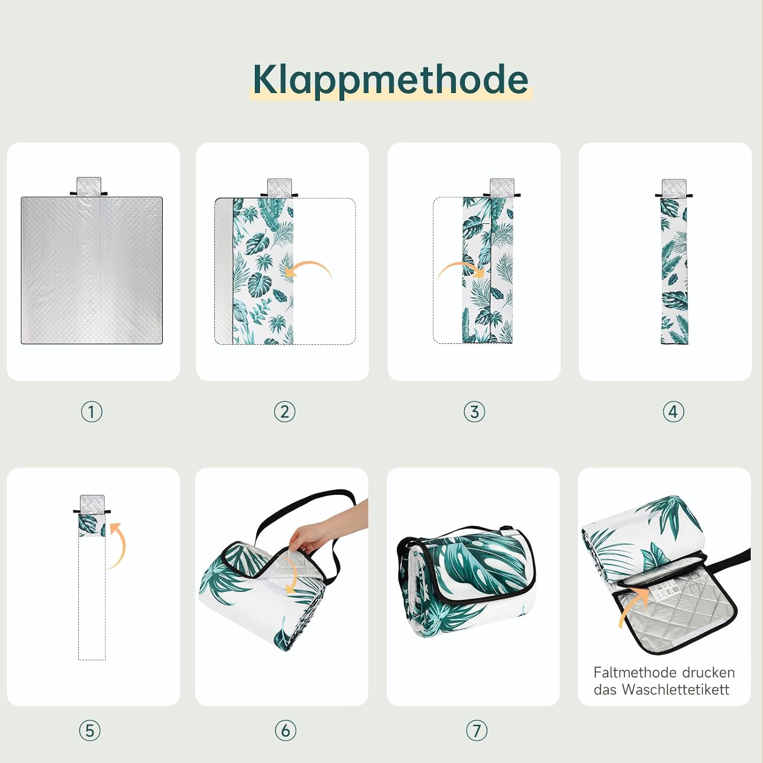 Thumbnail 6 de HAUSPROFI Picknickdecke 200×200 cm – wasserdicht & isoliert, inkl. Tragegriff und Heringen