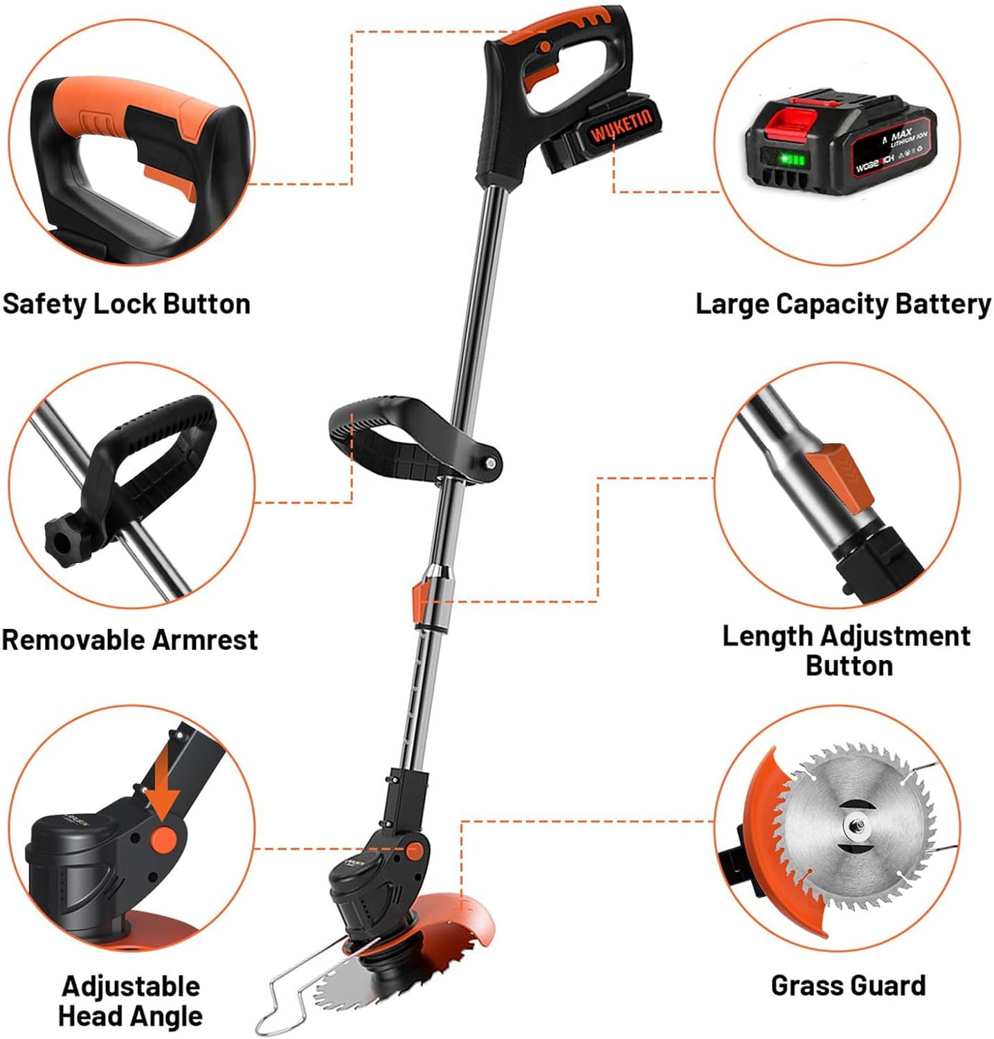 Thumbnail 2 de KEJSNDXC Garden Cordless Strimmer with metal blade, height-adjustable pole and 5 blade styles