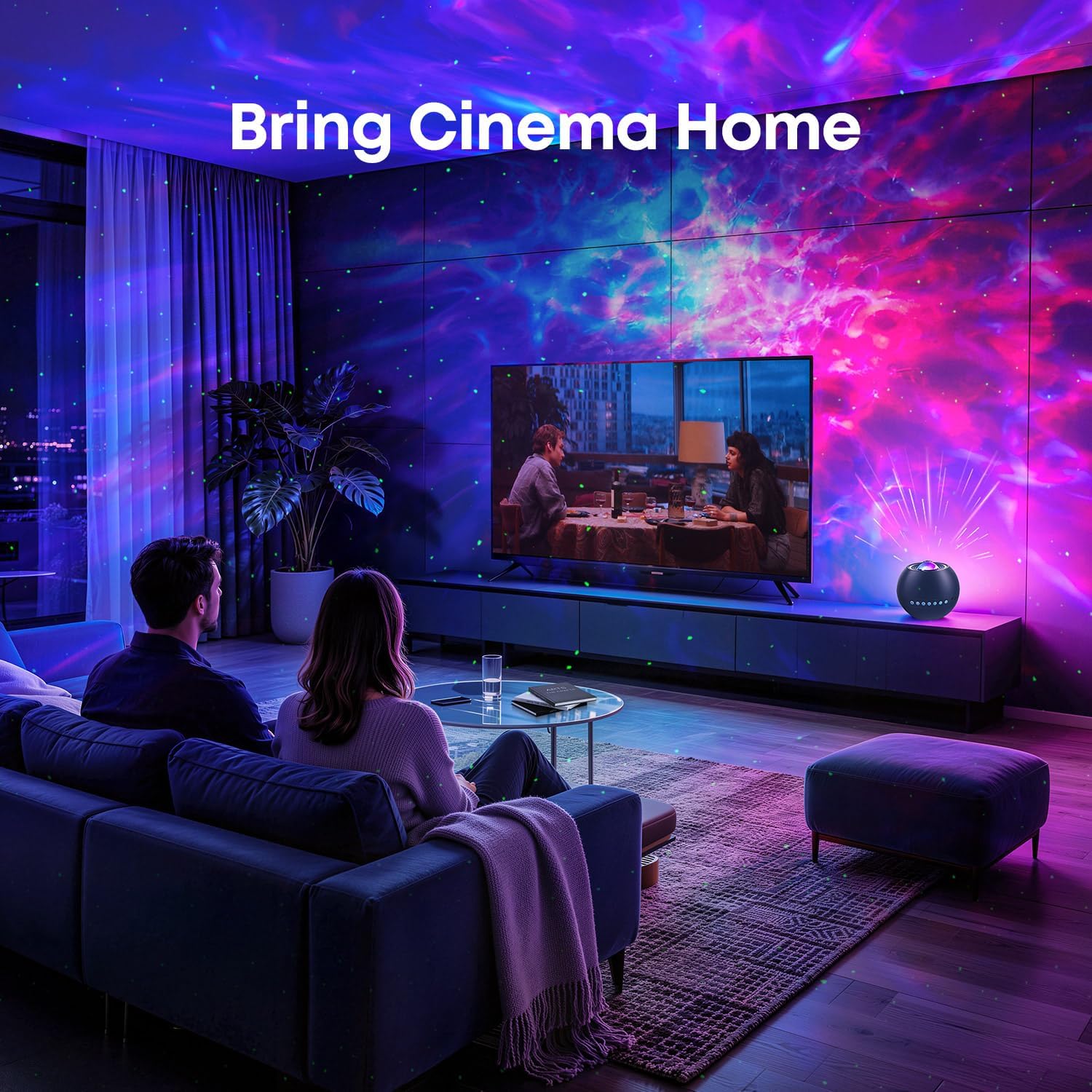 Detalle 2 de One Fire WH-E14A Galaxy Projector with Green Stars, Bluetooth and White Noise