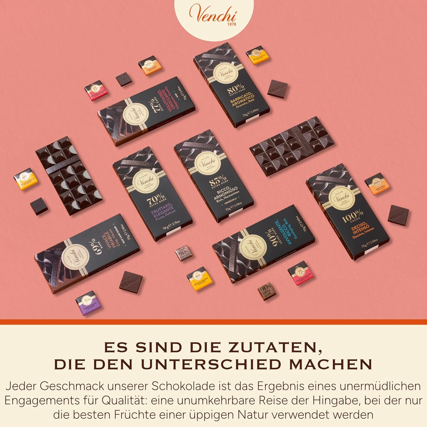 Thumbnail 6 de Venchi Tafel Zartbitterschokolade 70% – 78 g, glutenfrei & vegan