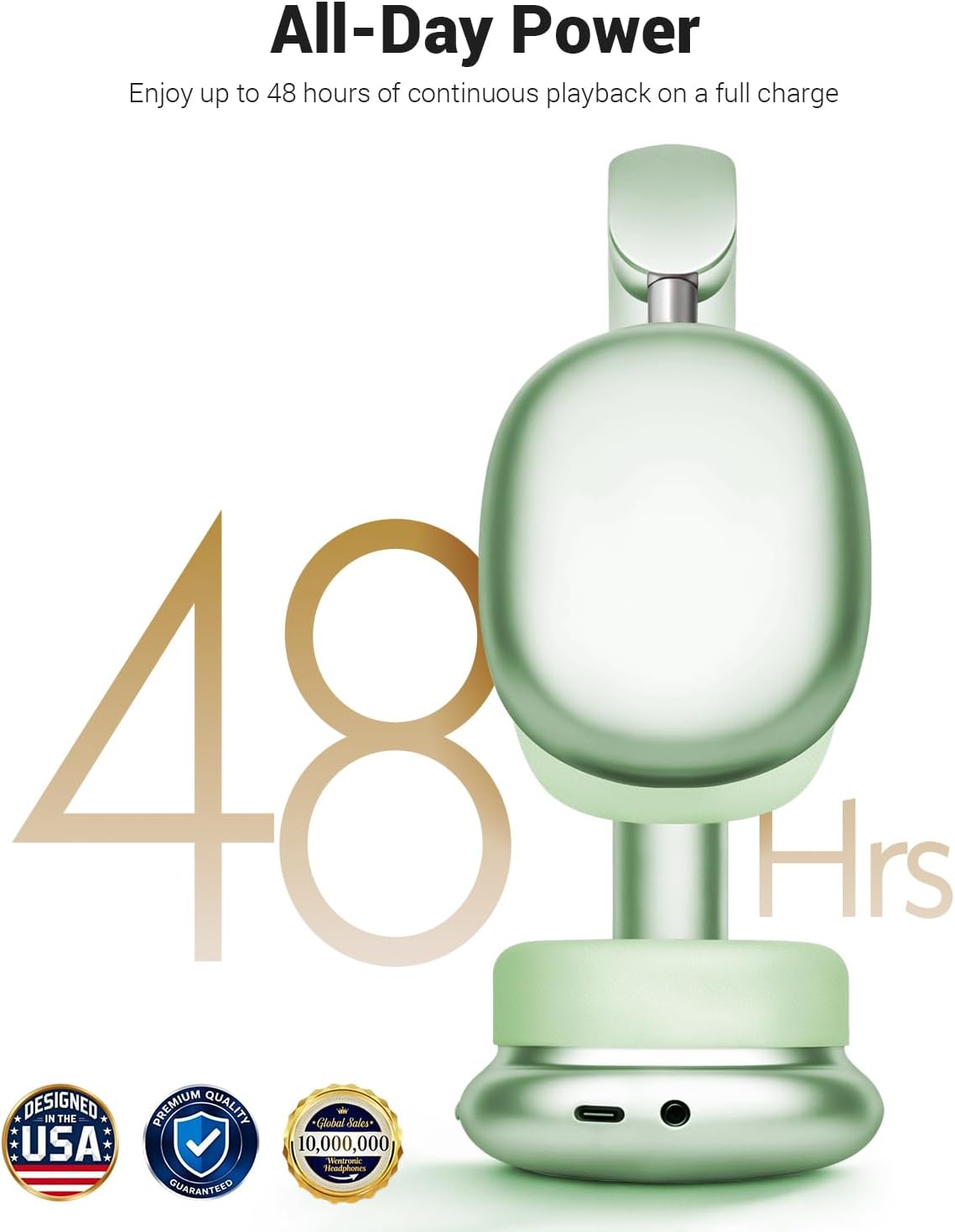 Thumbnail 5 de Wentronic Y01 Wireless Noise Canceling Over-Ear Headphones (Bluetooth 5.3) with Mic, Green