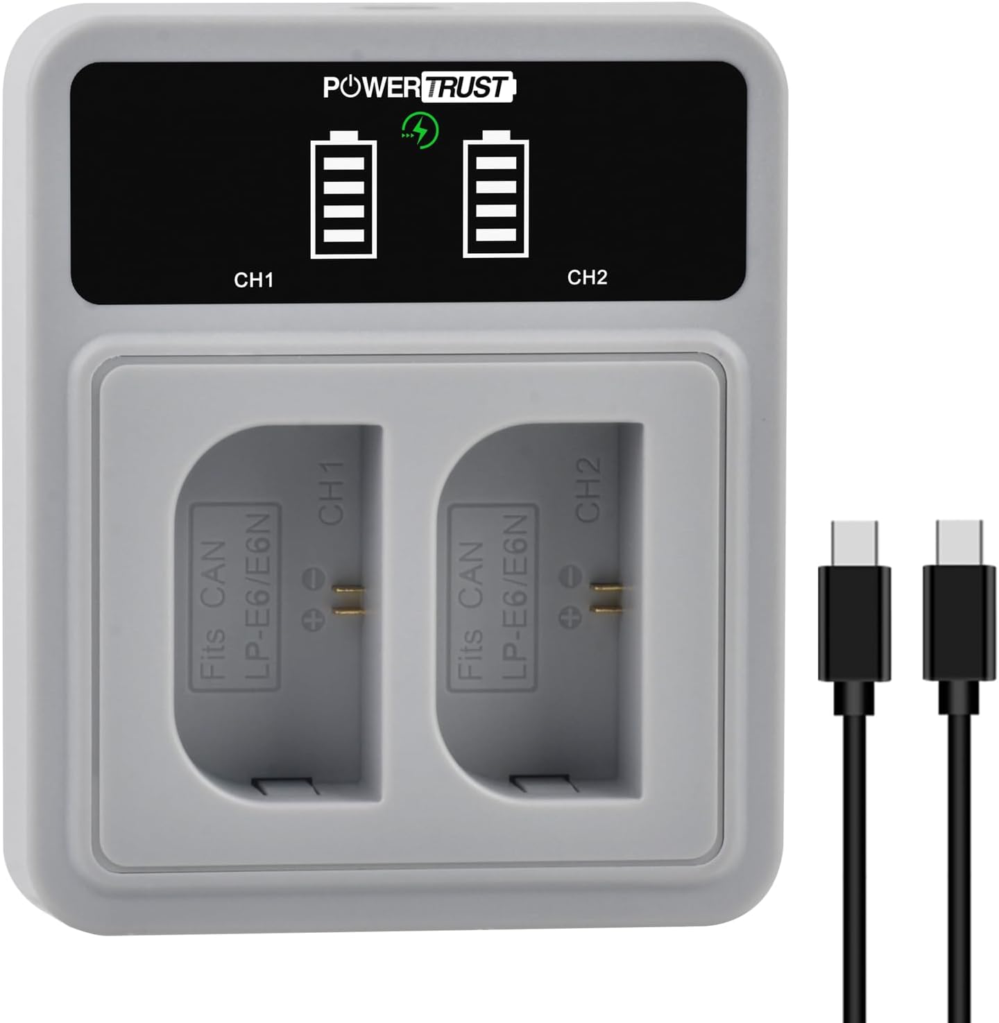 Thumbnail 2 de PowerTrust 2x LP-E6 / LP-E6N Akku + PD-20-W-Dual-USB-C Ladegerät für Canon EOS Kameras