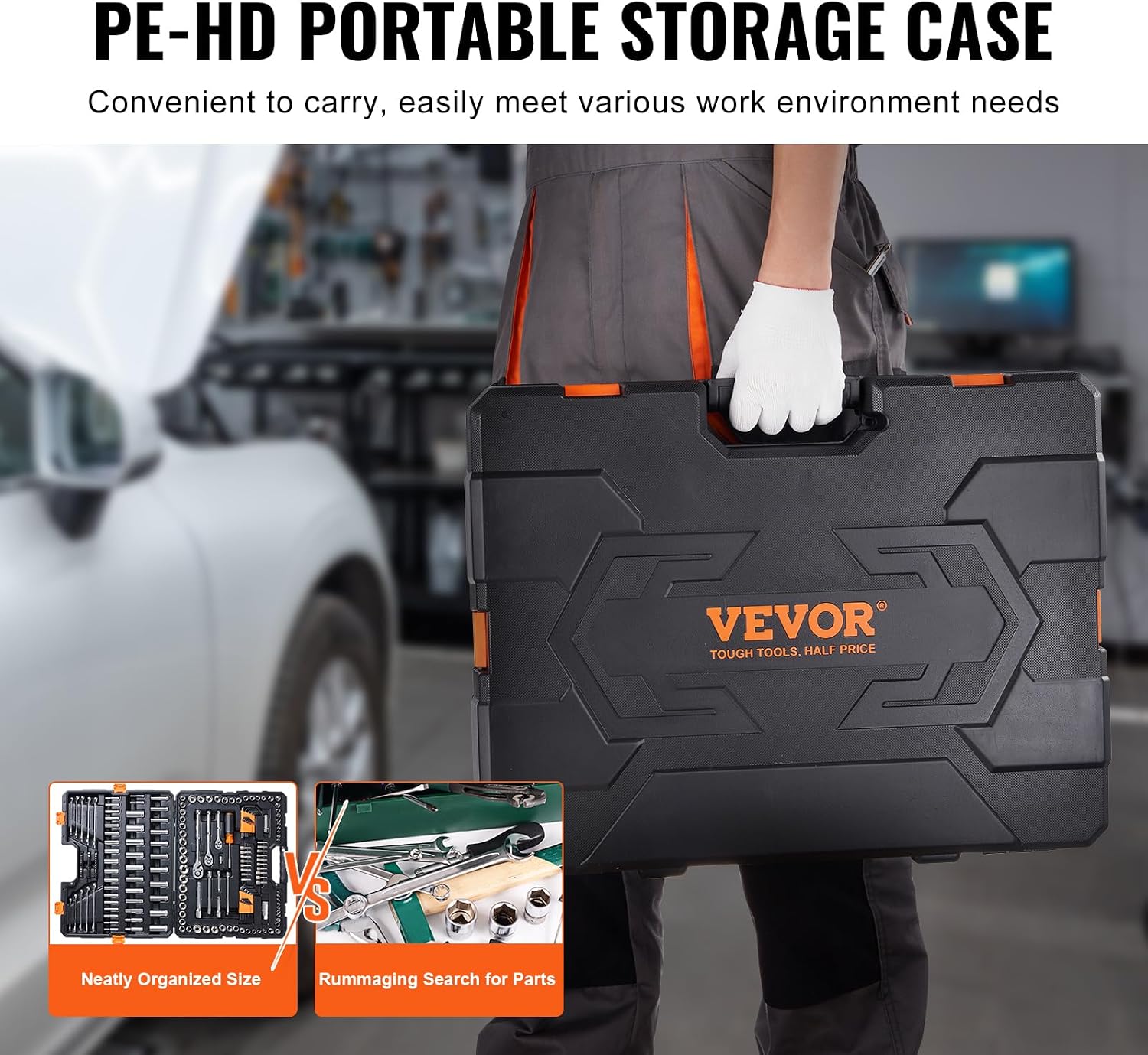 Detalle de VEVOR XL3264 Mechanics Tool Set, 205-Piece SAE & Metric, 3 Drive Sizes
