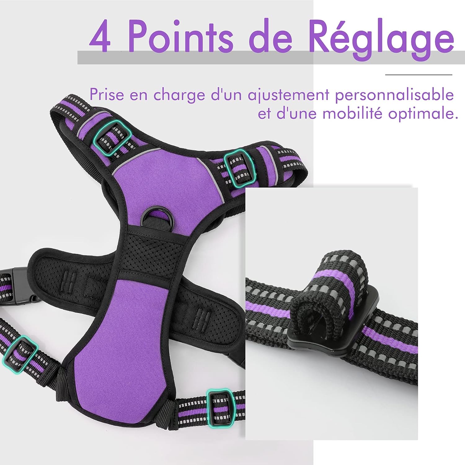 Detalle 2 de rabbitgoo Harnais Chien Anti Traction Violet XS