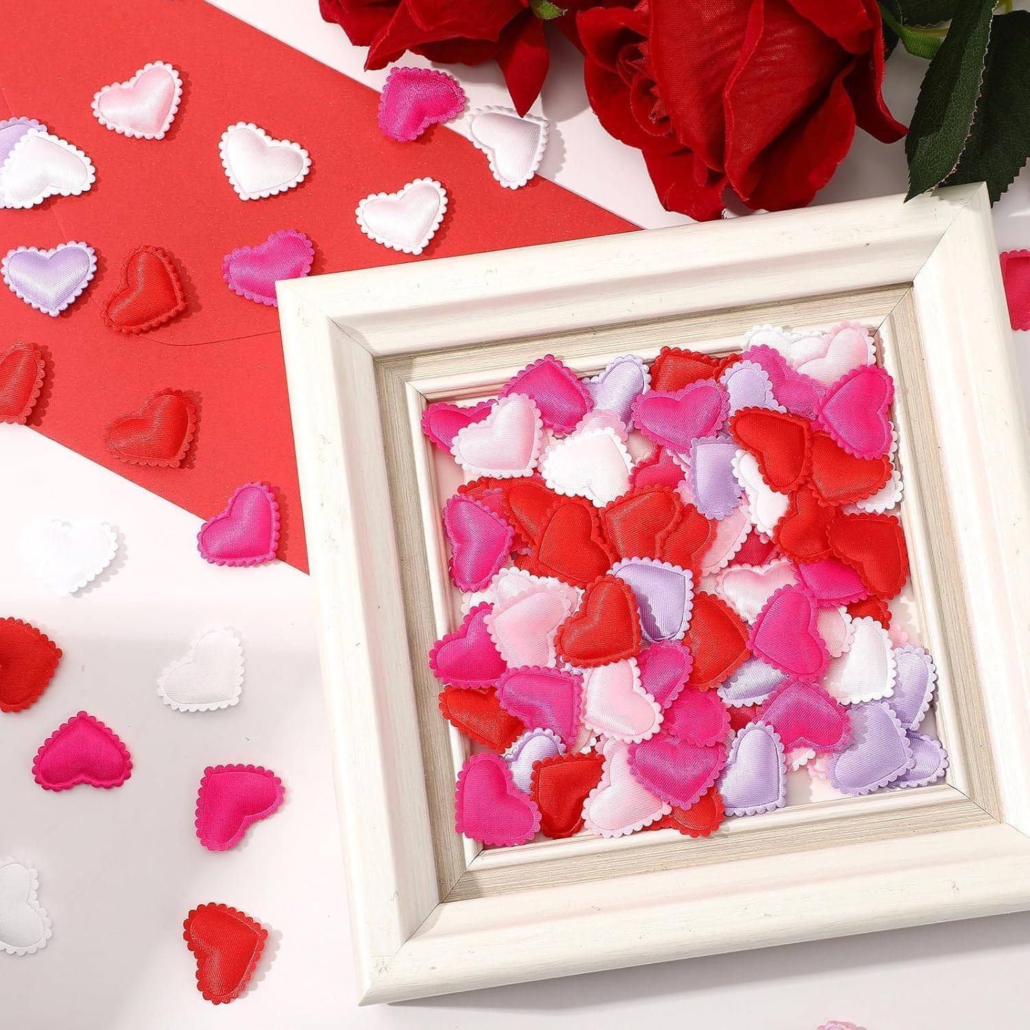 Thumbnail 3 de JUNEBRUSHS 300 Pcs Heart Confetti – 3D Satin Love Hearts for Valentine's, Wedding & More
