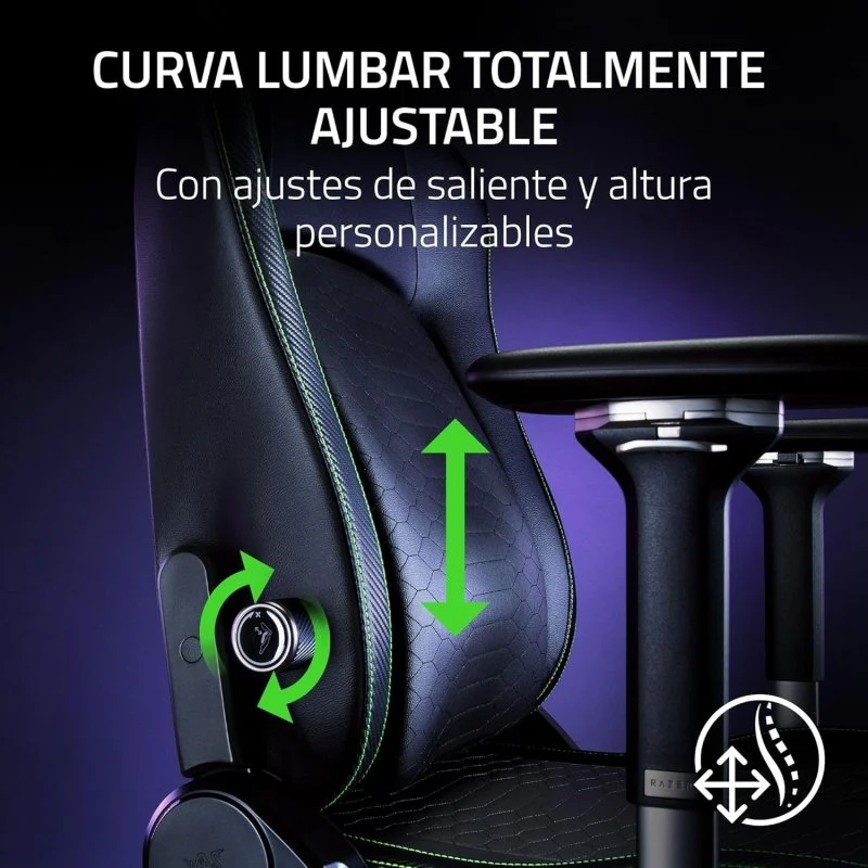 Detalle 1 de Razer Iskur V2 Gris, soporte lumbar dinámico