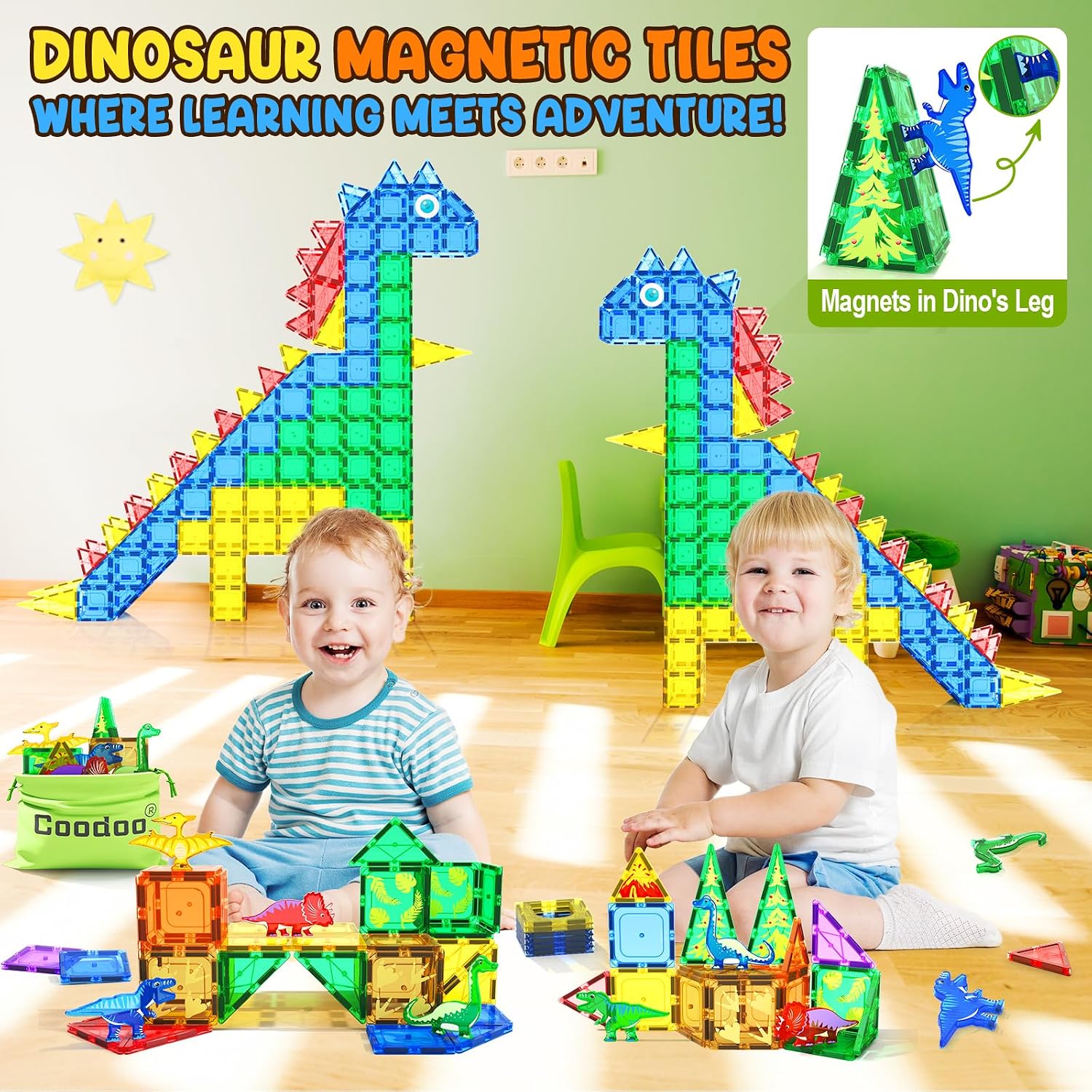 Thumbnail 5 de Coodoo Dinosaur Magnetic Tiles for Toddlers 🧩