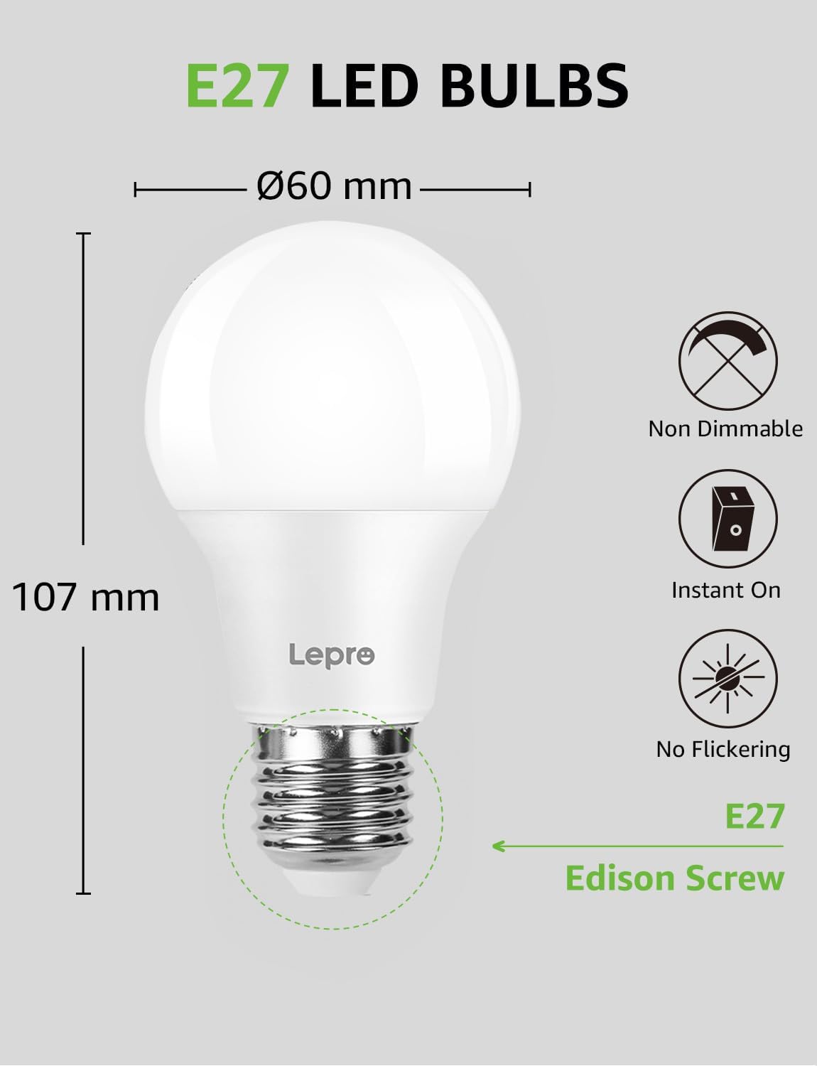 Thumbnail 5 de Lepro E27 Screw Bulb 806lm