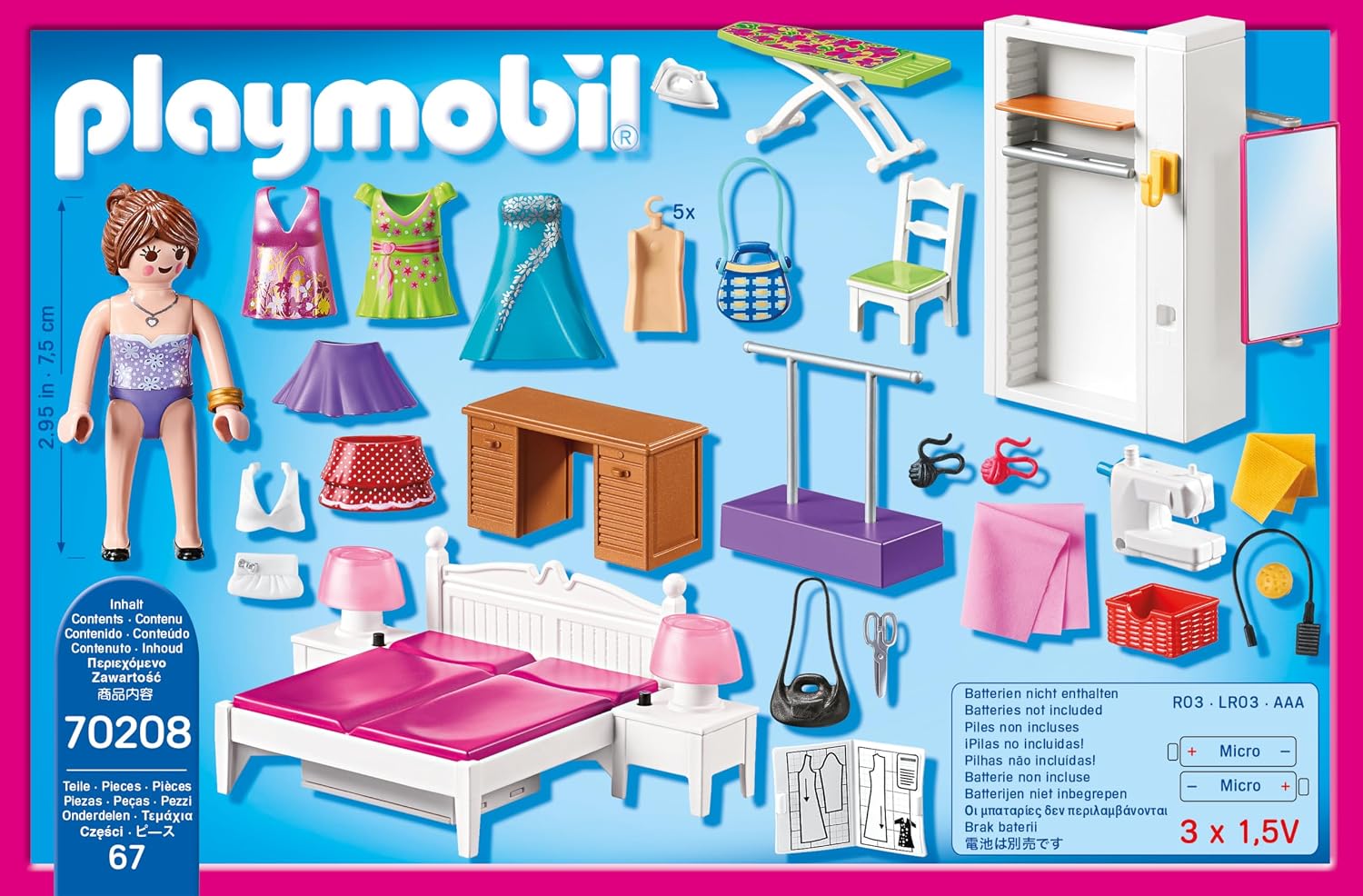 Thumbnail 6 de PLAYMOBIL 70208 Dollhouse Abwechslung Schlafzimmer mit Nähecke – detailreiches Spielset ab 4 Jahren