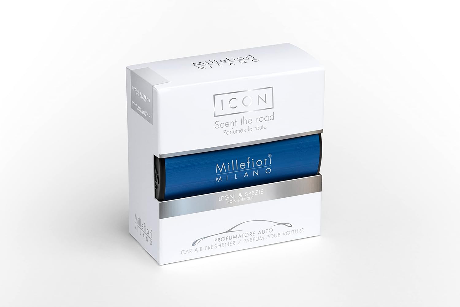 Detalle de Millefiori Milano Icon Profumatore per Auto Classic Legni & Spezie Blu – Profumo legnoso e speziato con clip universale