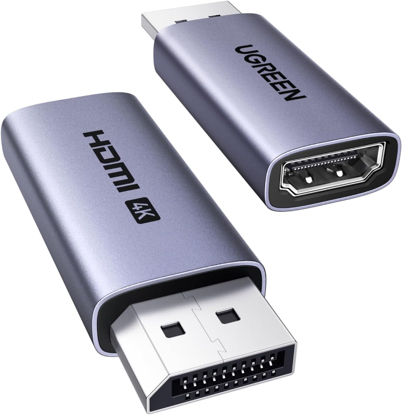 Detalle de UGREEN 95223 DisplayPort to HDMI Adapter, 2-Pack, Aluminium