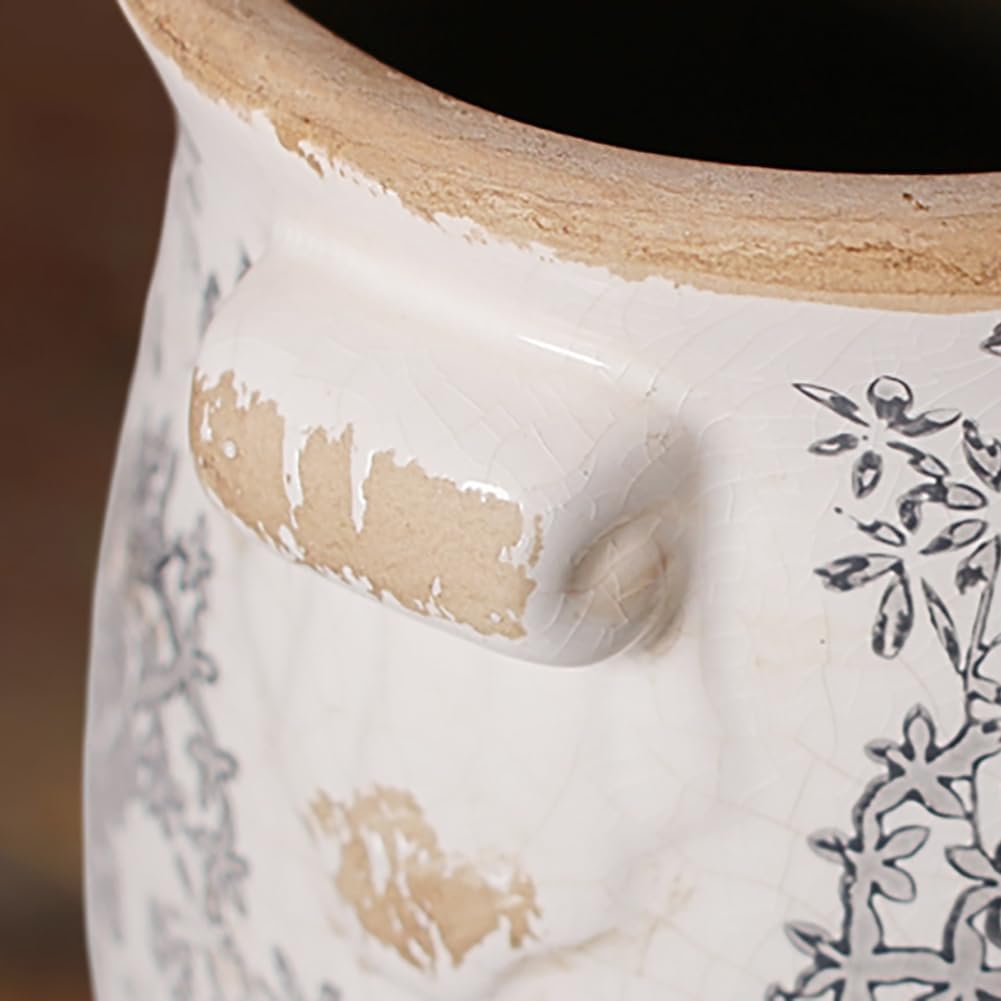 Detalle 2 de Xiaan Jiaju Tuscan Ceramic Planter & Vase, Grey Pot with Drainage