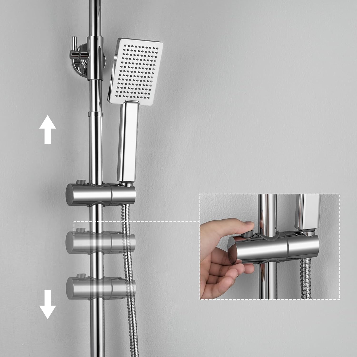 Thumbnail 3 de Auralum Colonna Doccia completa con Miscelatore, Asta Saliscendi in Acciaio inox e Soffione 25 cm – Altezza 90–130 cm