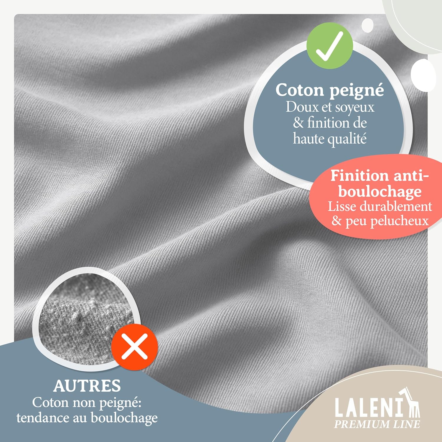 Thumbnail 2 de Drap housse Laleni Premium 50x89 cm en jersey pour Babybay Original – OEKO-TEX, 100% coton