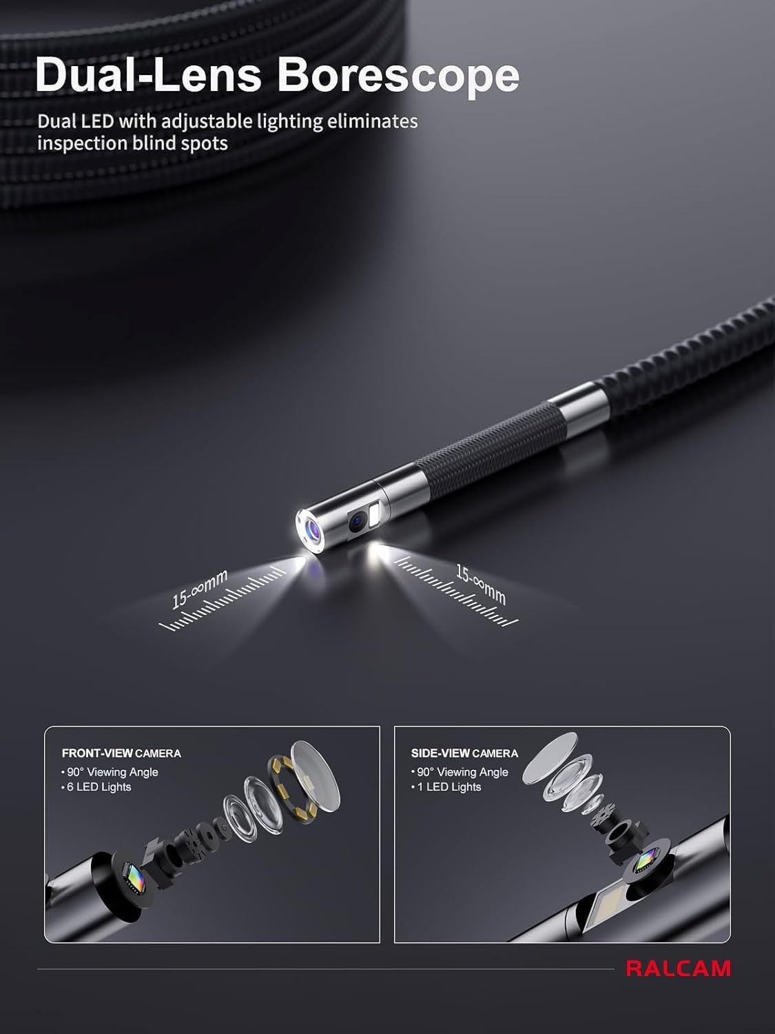 Detalle 2 de Ralcam Endoskopkamera 6,2 mm Inspektionskamera 4,3"