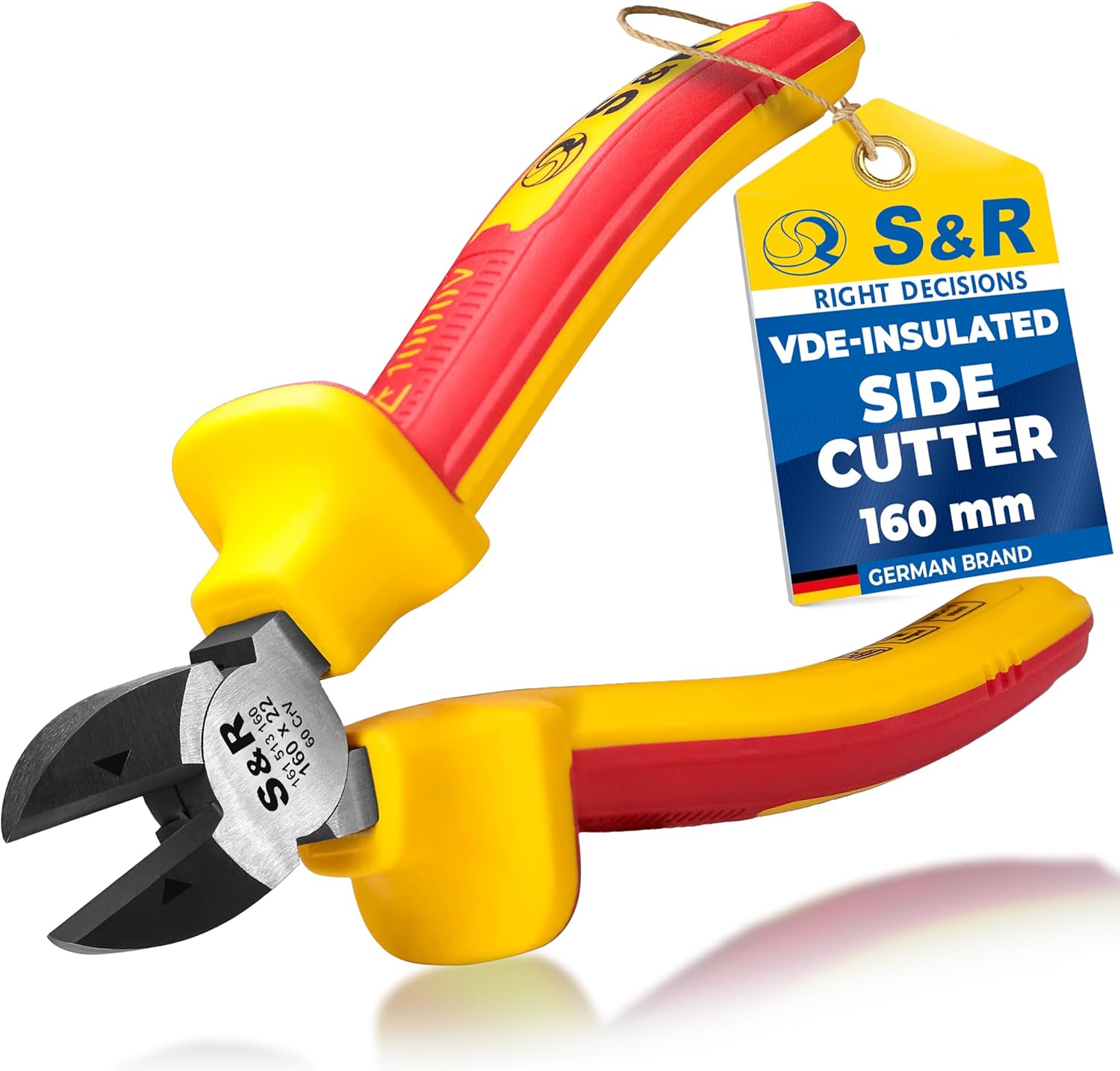 S&R VDE Insulated Diagonal Side Cutter 160mm – 1000V Rated Wire Cutting Pliers