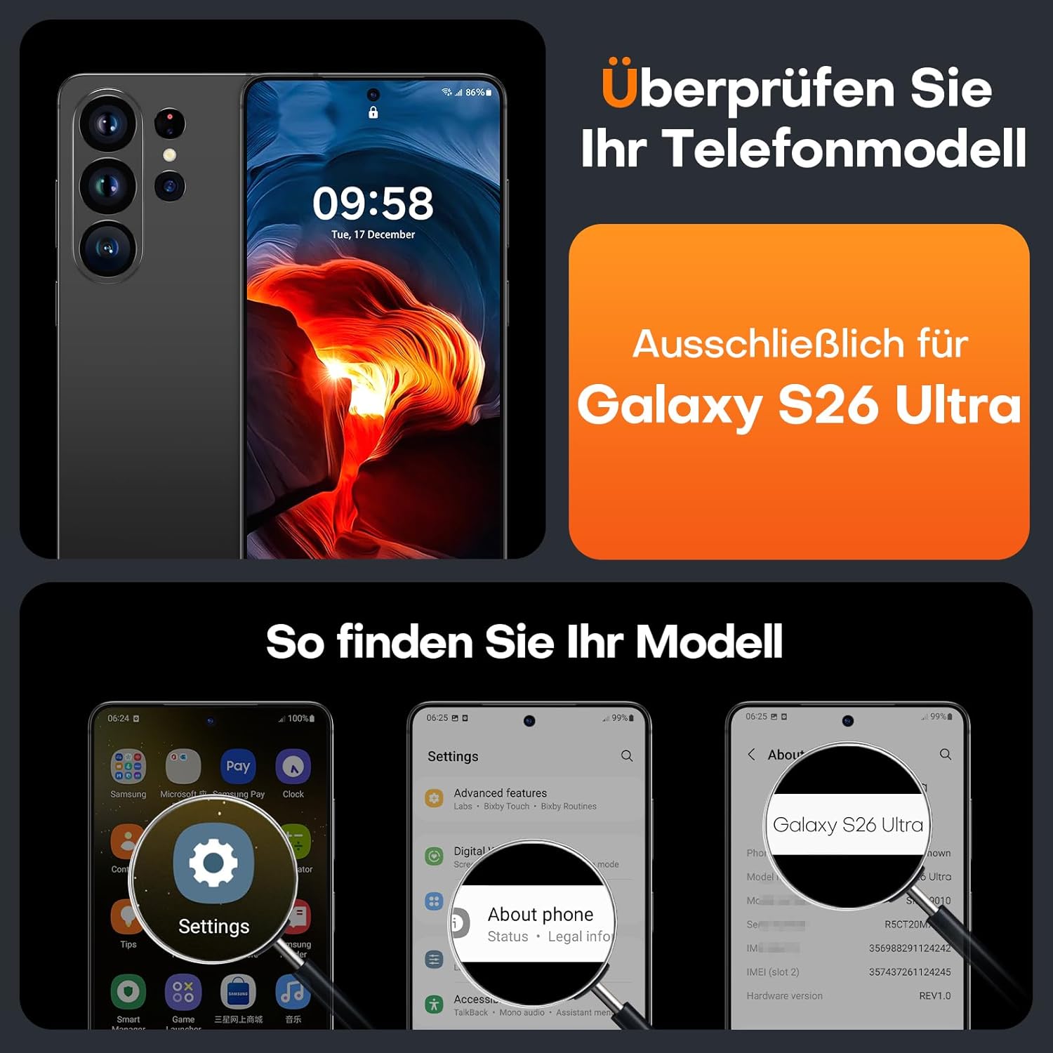 Detalle 2 de LϟK Displayschutz für Samsung Galaxy S26 Ultra 2er Set