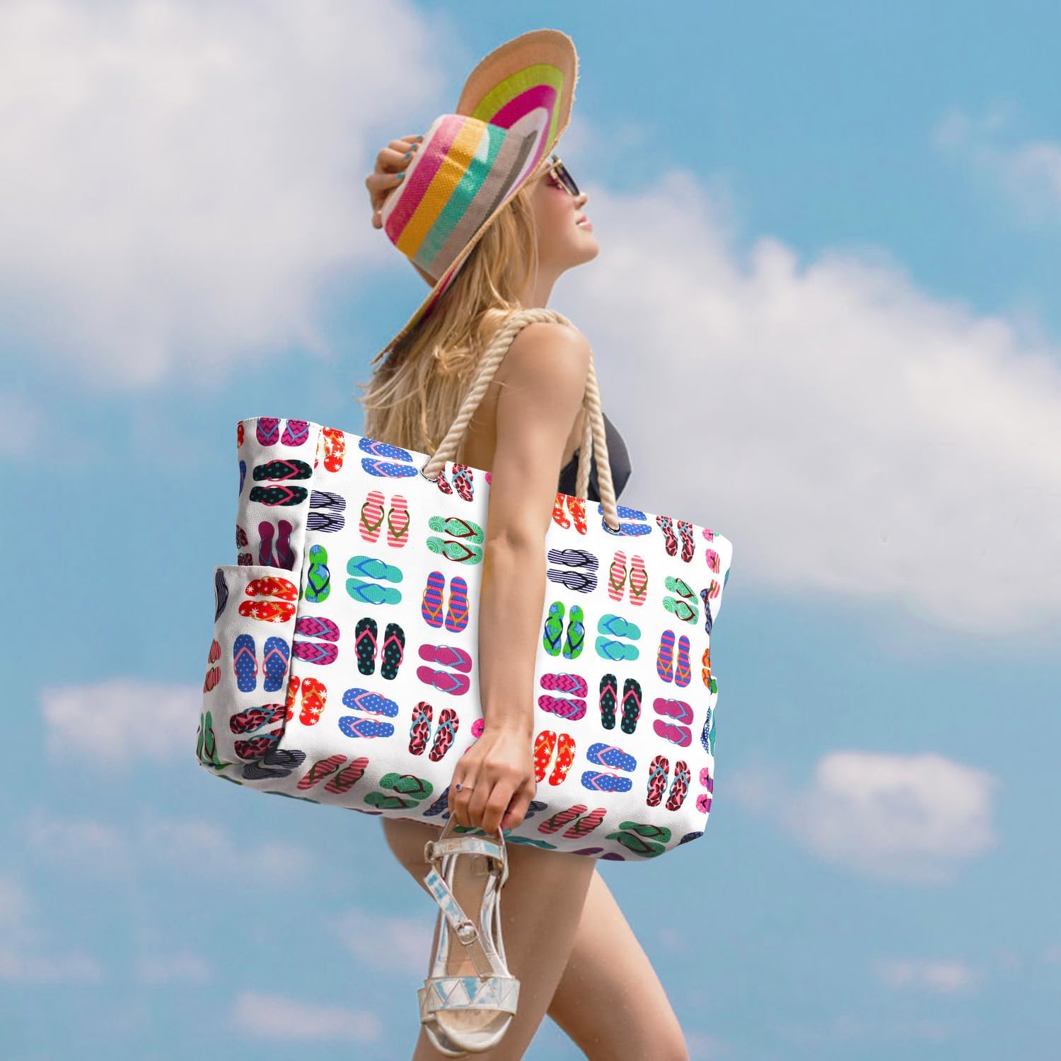 Thumbnail 2 de oscaurt Large Waterproof Beach Bag – Spacious Tote with Zip & Rope Handles
