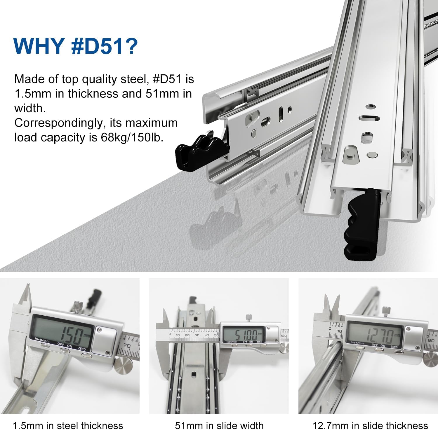 Thumbnail 1 de VADANIA 900mm Ultra Heavy Duty Drawer Runners with Lock – 1 Pair