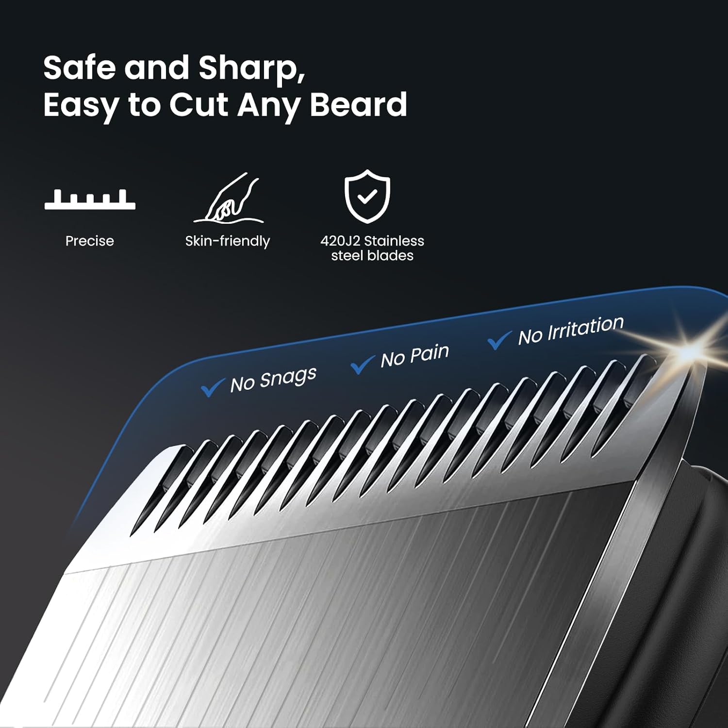 Detalle de MAXGROOM 6-in-1 Beard Trimmer for Men – Magnetic Heads, IPX6 Waterproof, USB-C