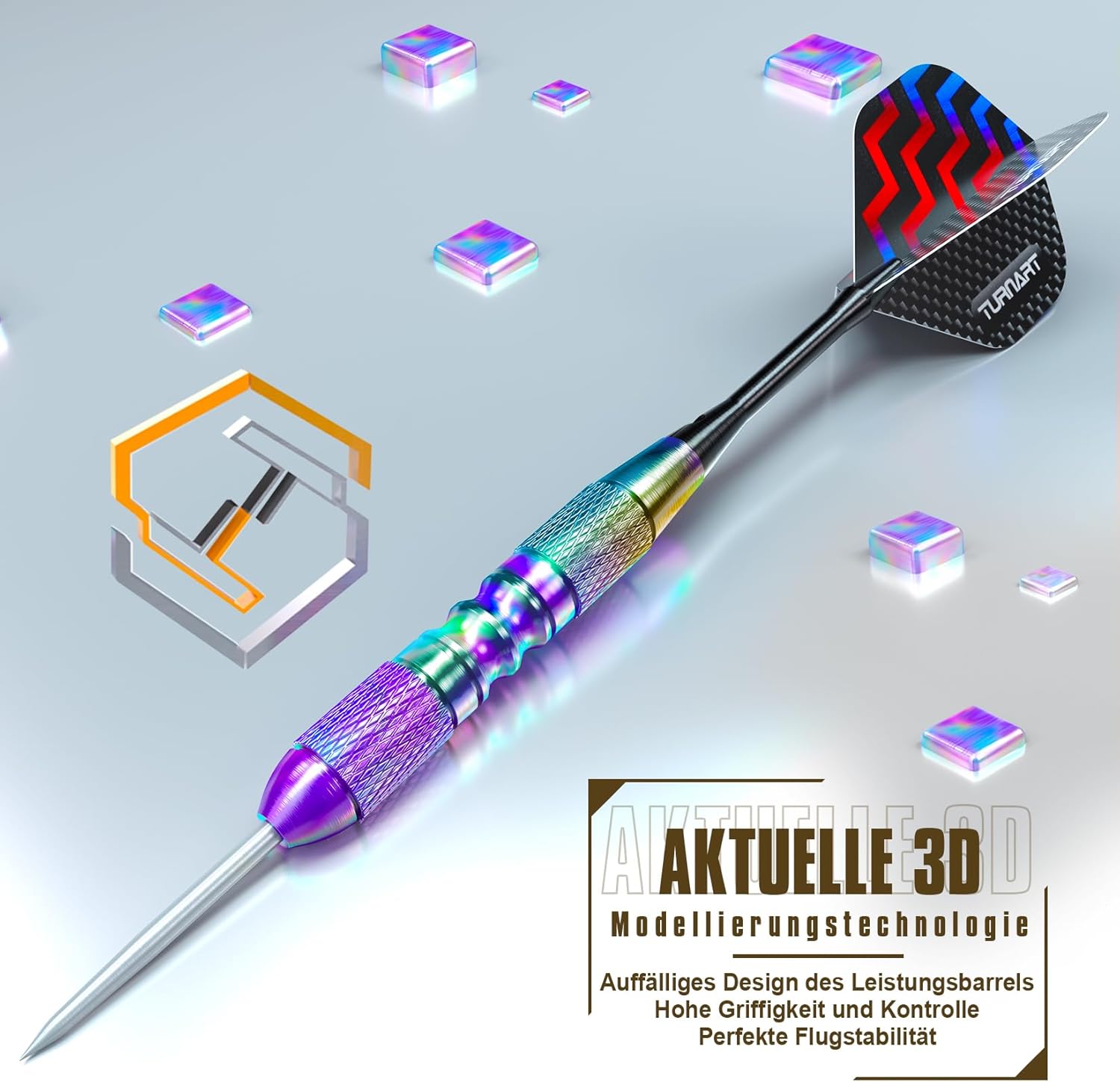 Detalle 2 de Turnart Dartpfeile 12 Stück Profi Steeldarts