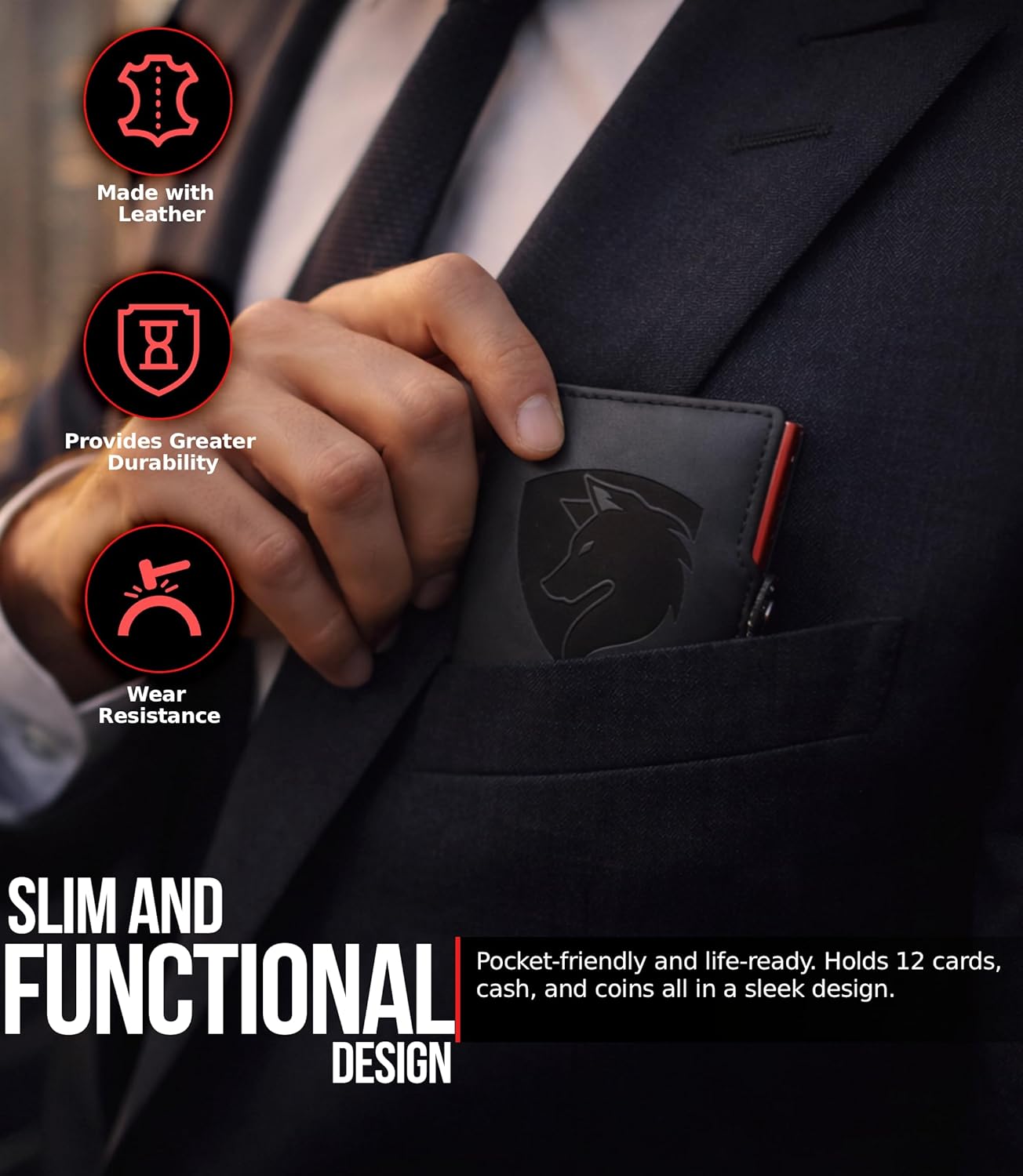 Detalle de TMillions Smart RFID Blocking Wallet for Men with GripLock and Smart Pop-Up Money Clip