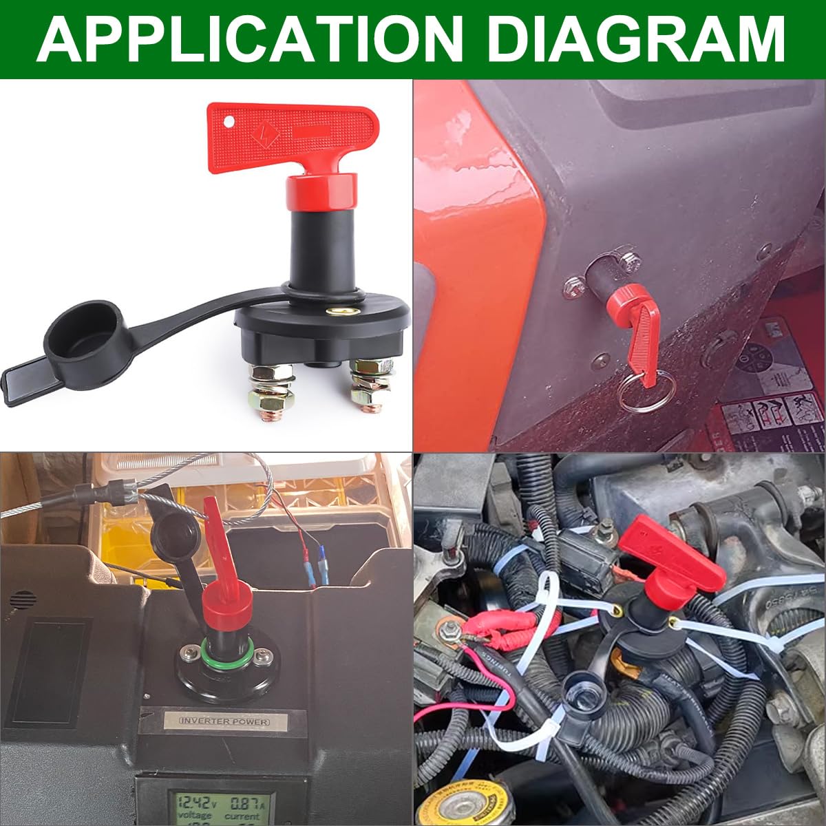 Detalle 2 de DAOKAI Battery Disconnect Switch with Keys (12V/24V, 200A) – 2 Pack