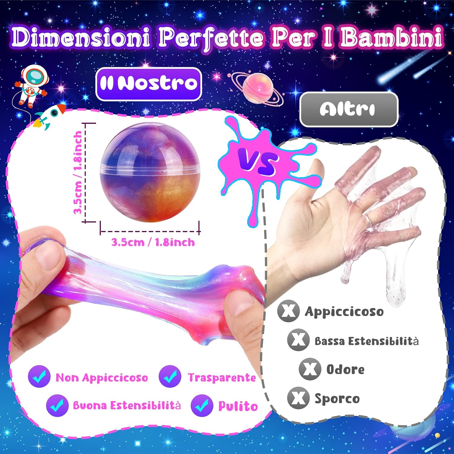 Detalle de Hapikids Slime per Bambini Fluffy Galaxy: kit con 24 bolas e mini-lanterne, per 6-12 anni