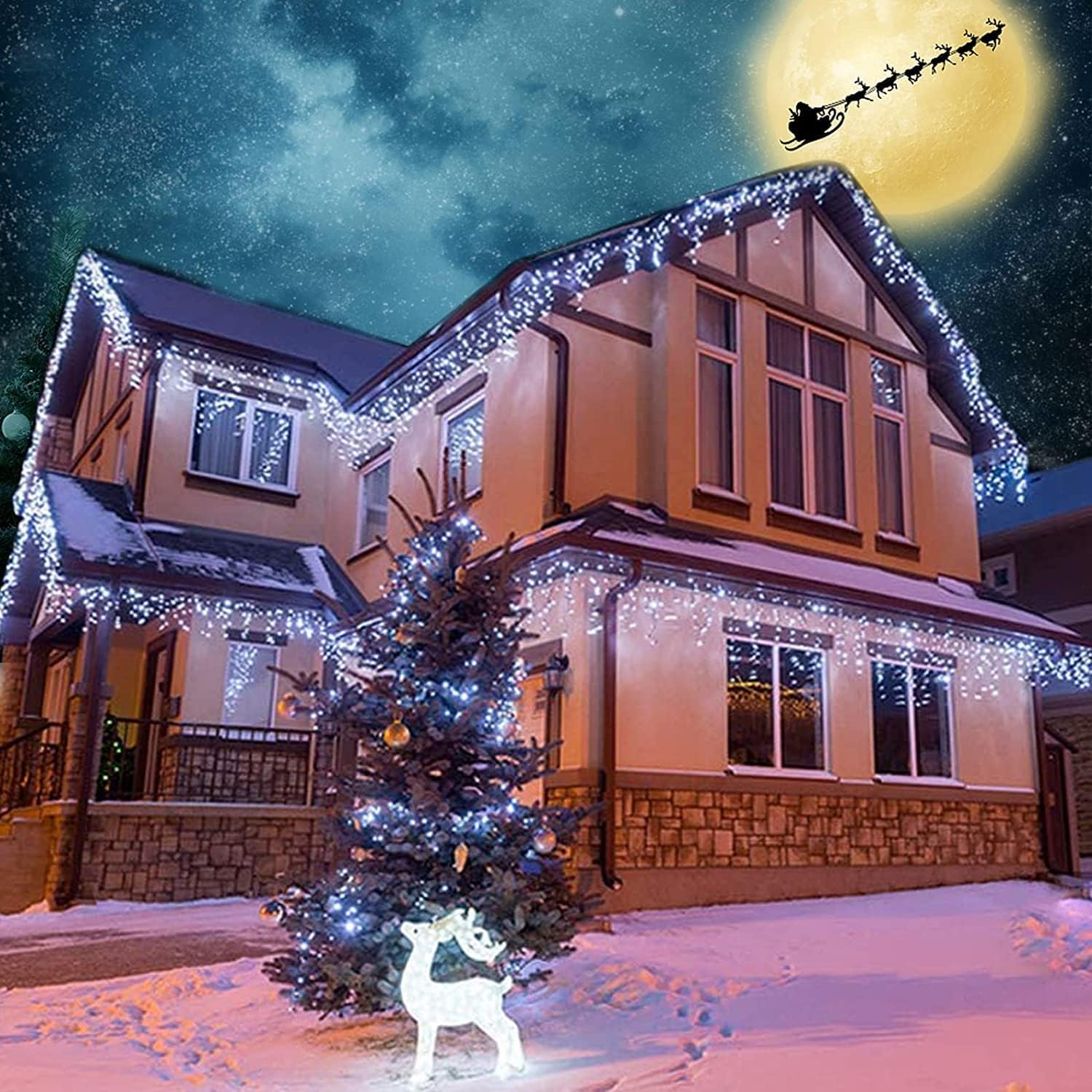 Thumbnail 6 de Joomer SSL0200-I-24V 33 ft White LED Icicle Lights, 50 Drops, 8 Modes