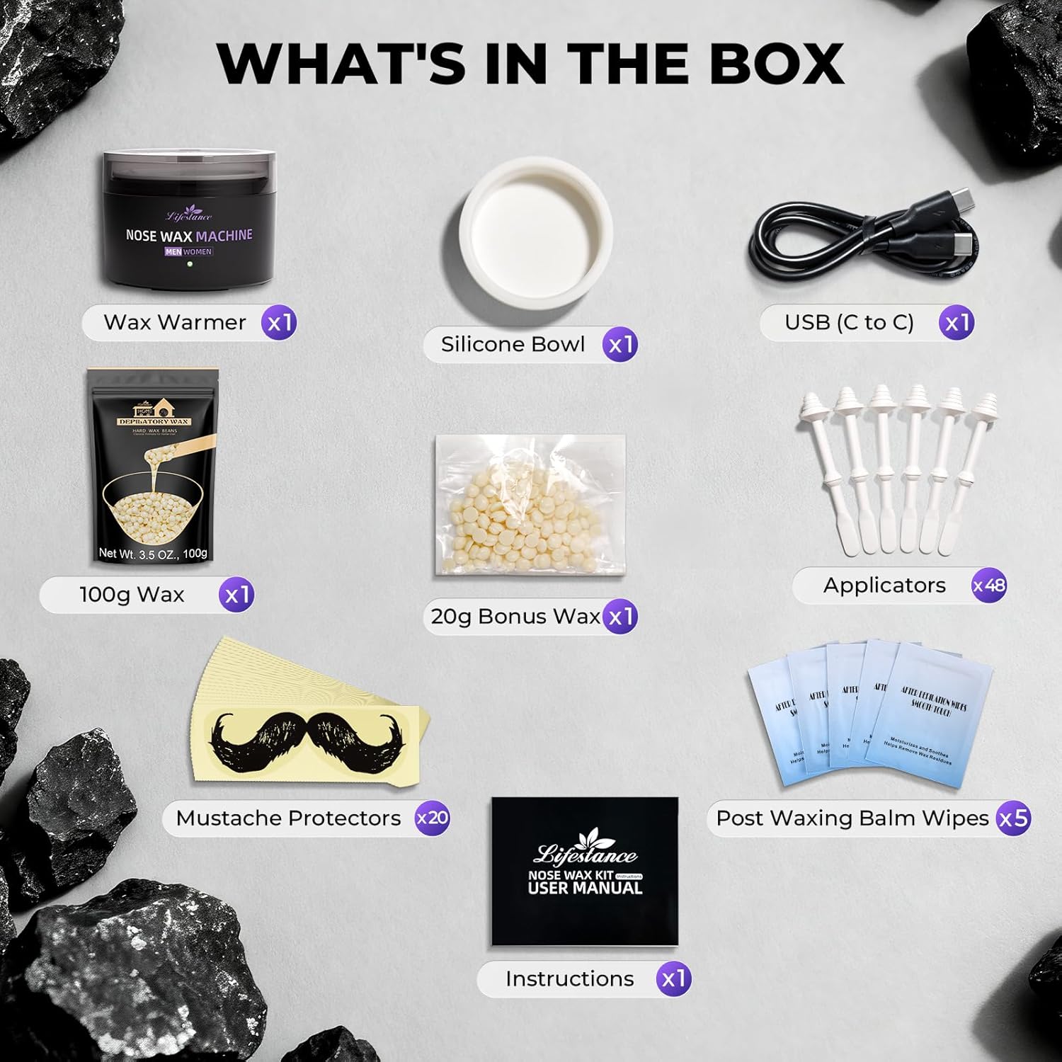 Thumbnail 3 de Lifestance Kit Cire Nez Homme : chauffe-cire USB portable jusqu’à 70°C + épilateur nez à cire