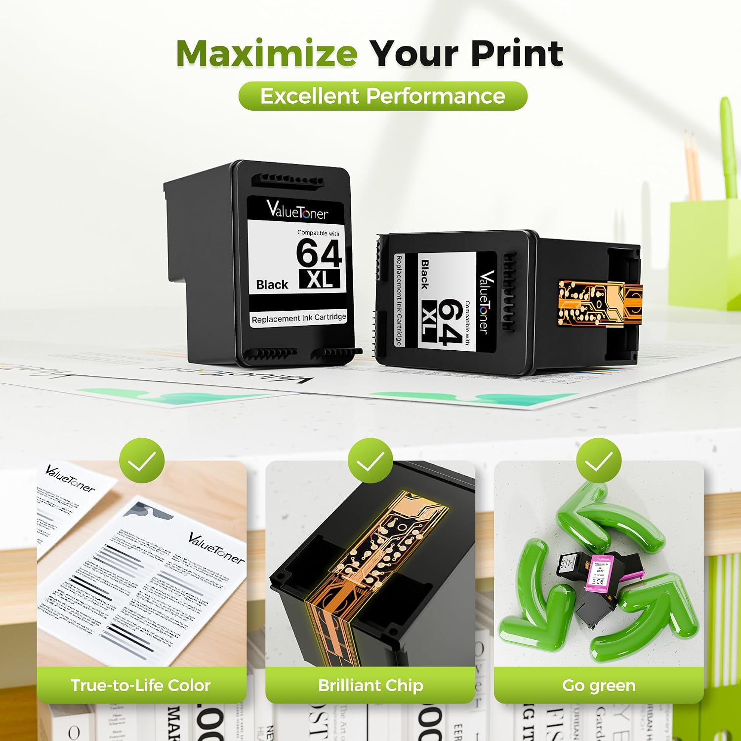 Detalle 1 de Valuetoner Black Ink Cartridge 64XL