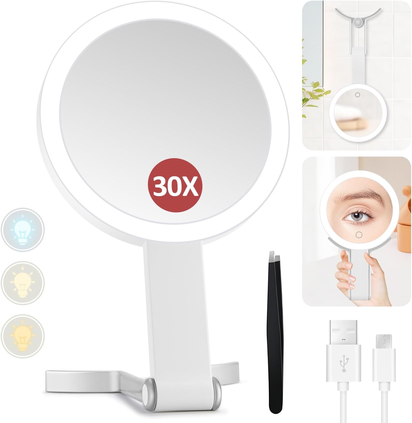 Detalle de MIYADIVA Lighted Makeup Mirror 30X 🔍
