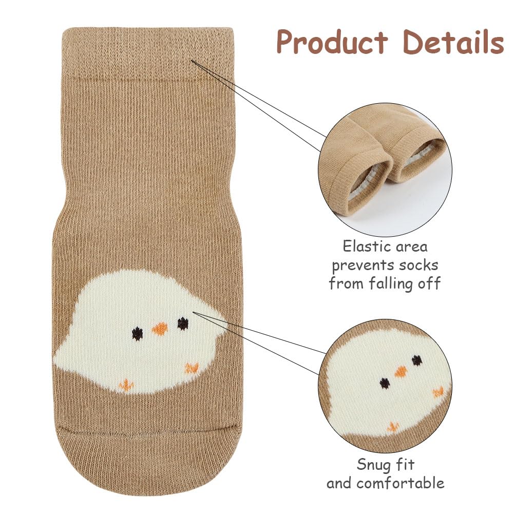 Detalle de Vicloon Rutschfeste Baby-Socken – 5 Paar Baumwolle, rutschhemmend, 6–12 Monate bis 3–5 Jahre