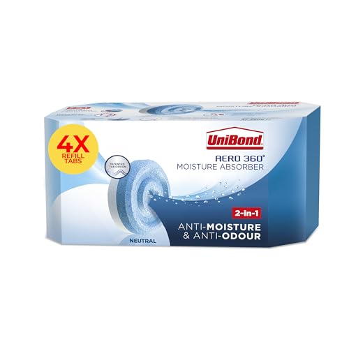 UniBond AERO 360° Moisture Absorber Neutral Refill Tab, 450 g (Pack of 4) – practical moisture control