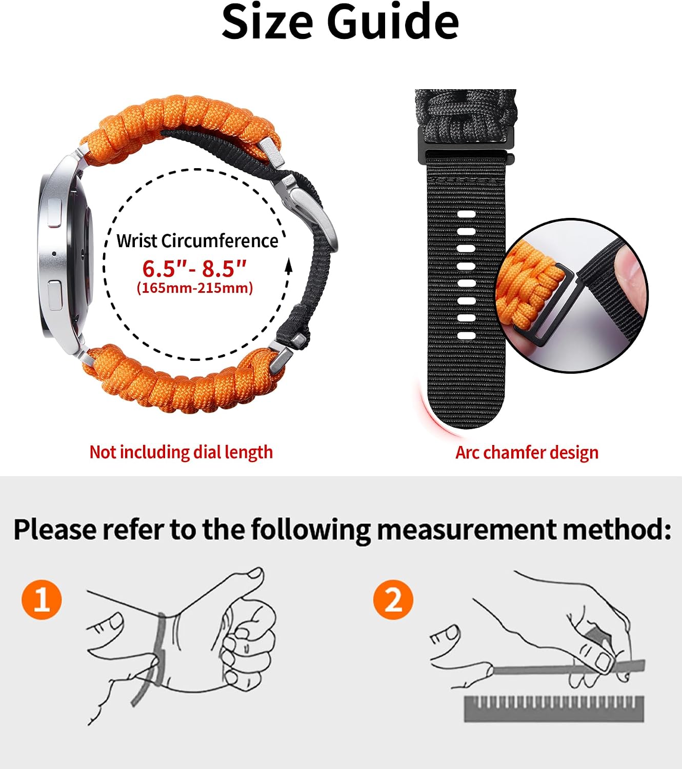 Detalle de BINLUN Braided Paracord Watch Strap – 18/20/22mm Quick Release for 20mm Lugs