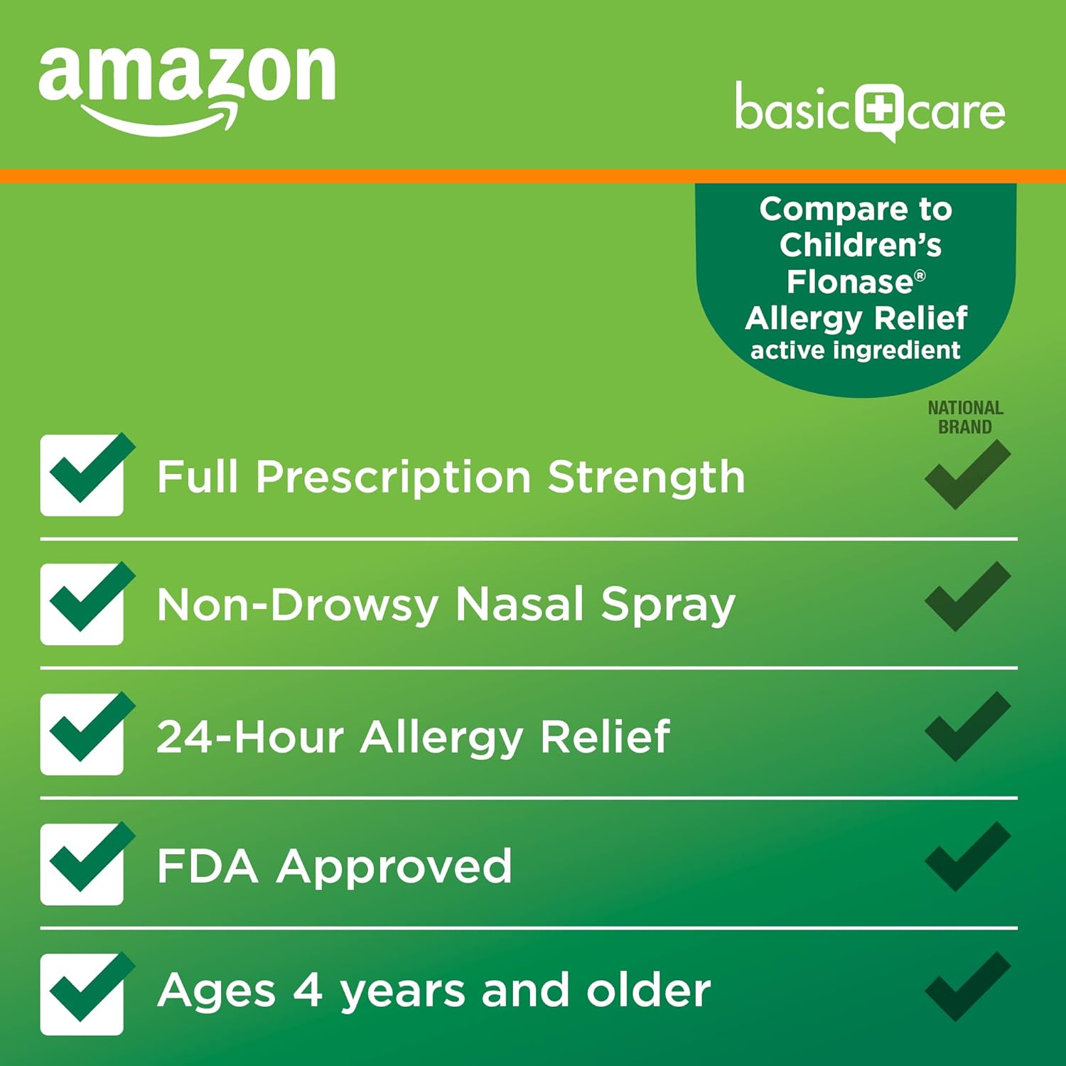 Detalle de Amazon Basic Care Children’s Fluticasone Propionate Nasal Spray (50 mcg) Allergy Relief
