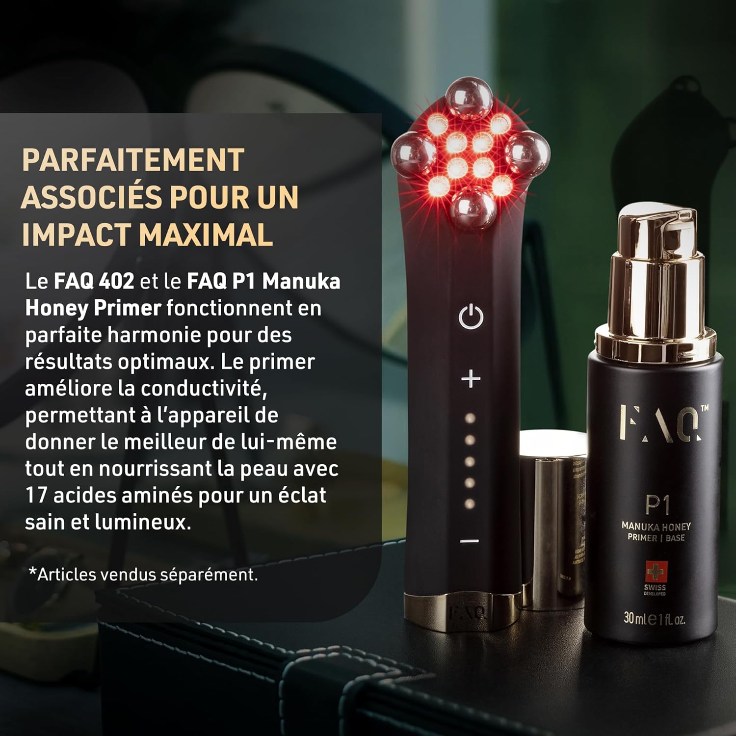 Thumbnail 4 de FAQ 402 Appareil lifting visage à double microcourant (électroporation & lumières rouge, bleue, infrarouge)