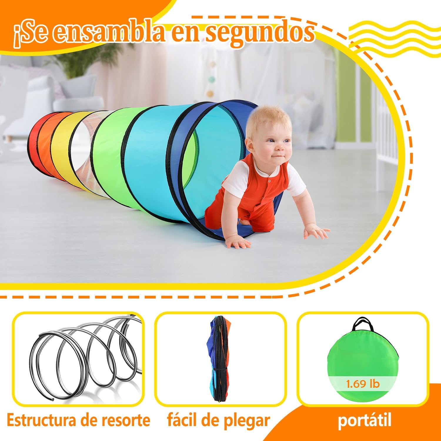Thumbnail 5 de Wilwolfer Túnel de Juego 180 cm para bebés