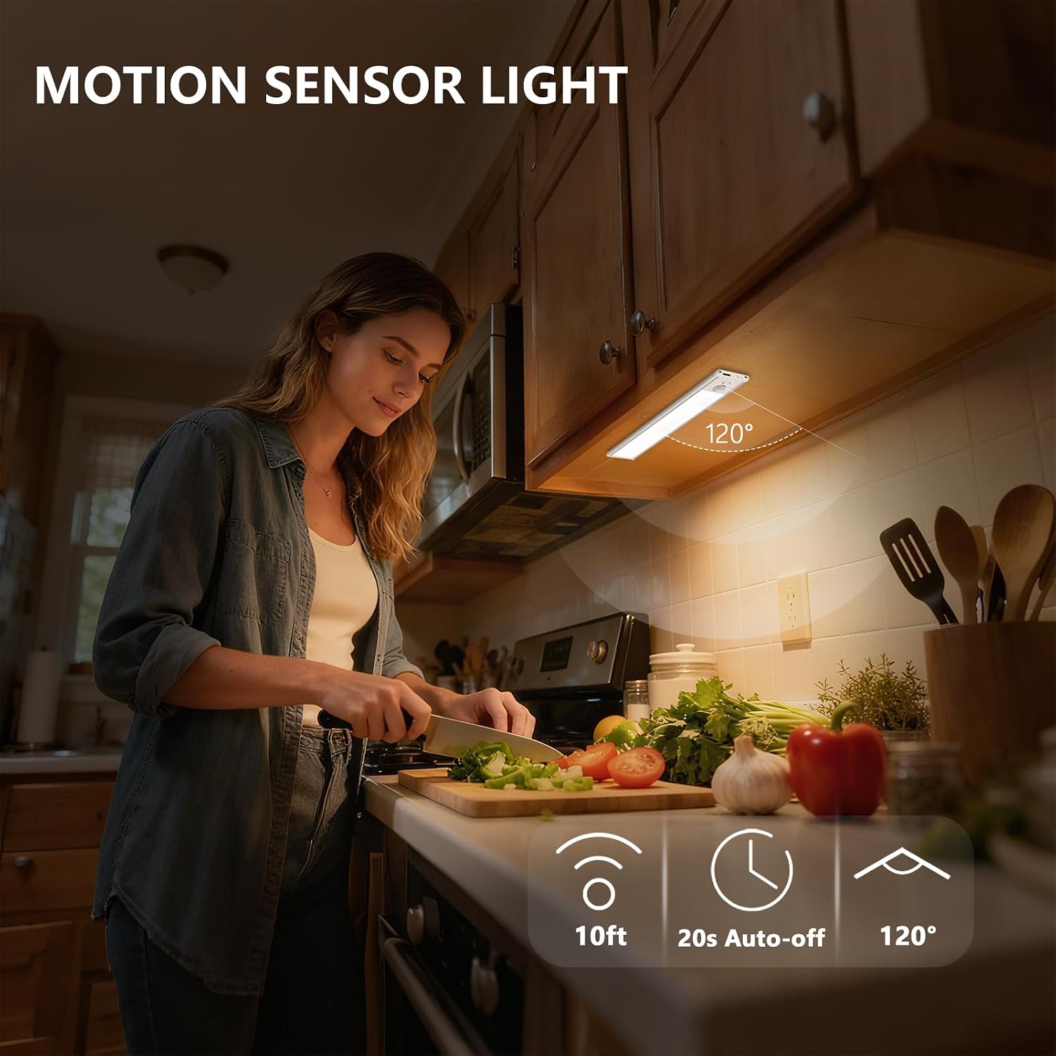 Detalle 1 de Bitrue BM250901A 2-Pack Rechargeable Under-Cabinet Lights with Motion Sensor