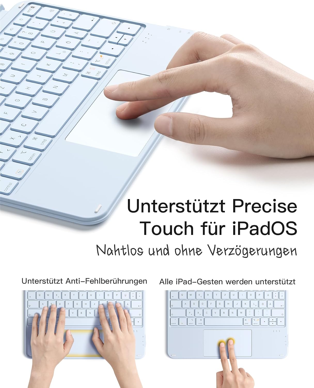 Thumbnail 6 de Inateck Hülle mit Tastatur für iPad 11 Zoll & Pro 11, A16/M3 2025 – Ultraleicht, abnehmbar, Touchpad