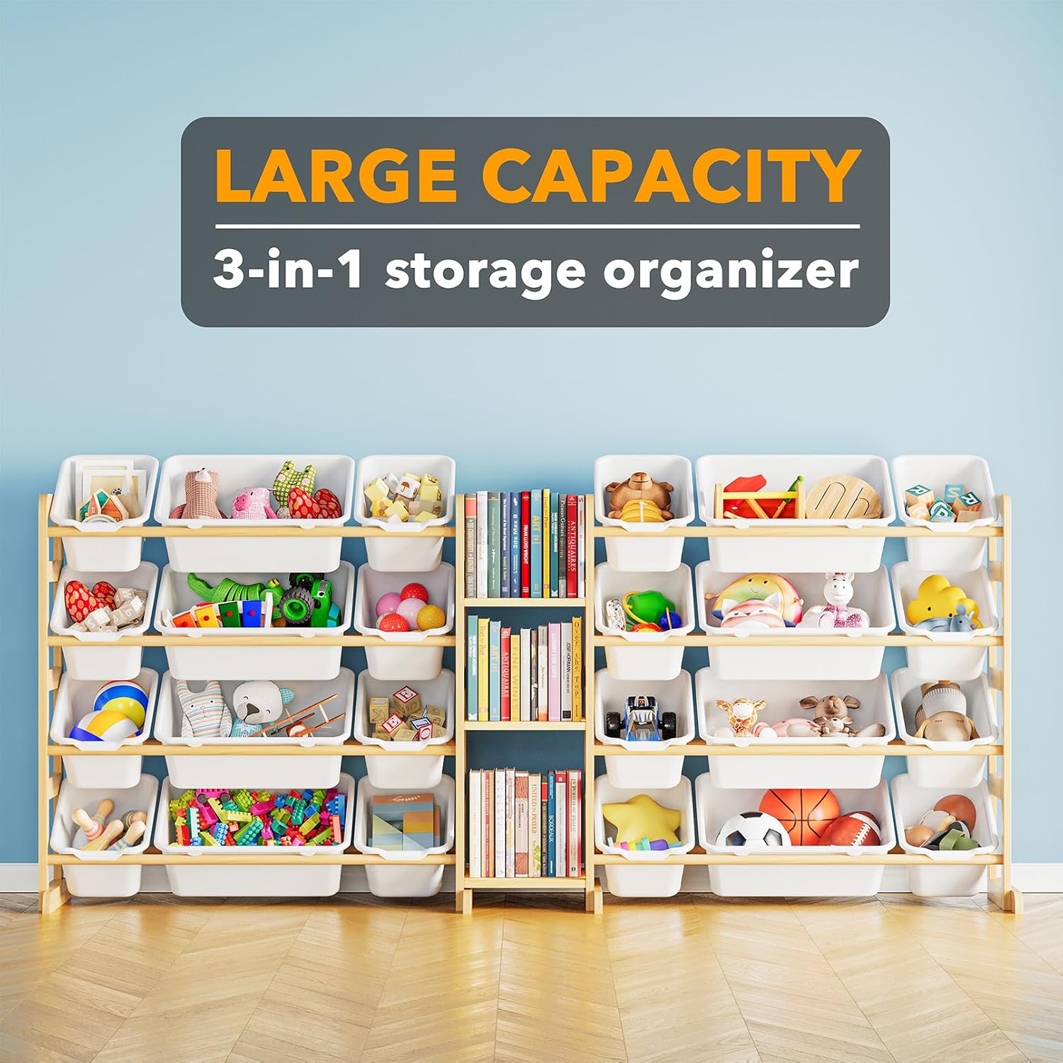 Thumbnail 2 de SpaceAid 61WJSN-31KDG-3L24W Toy Organizer, 24 Bins, 3 Shelves